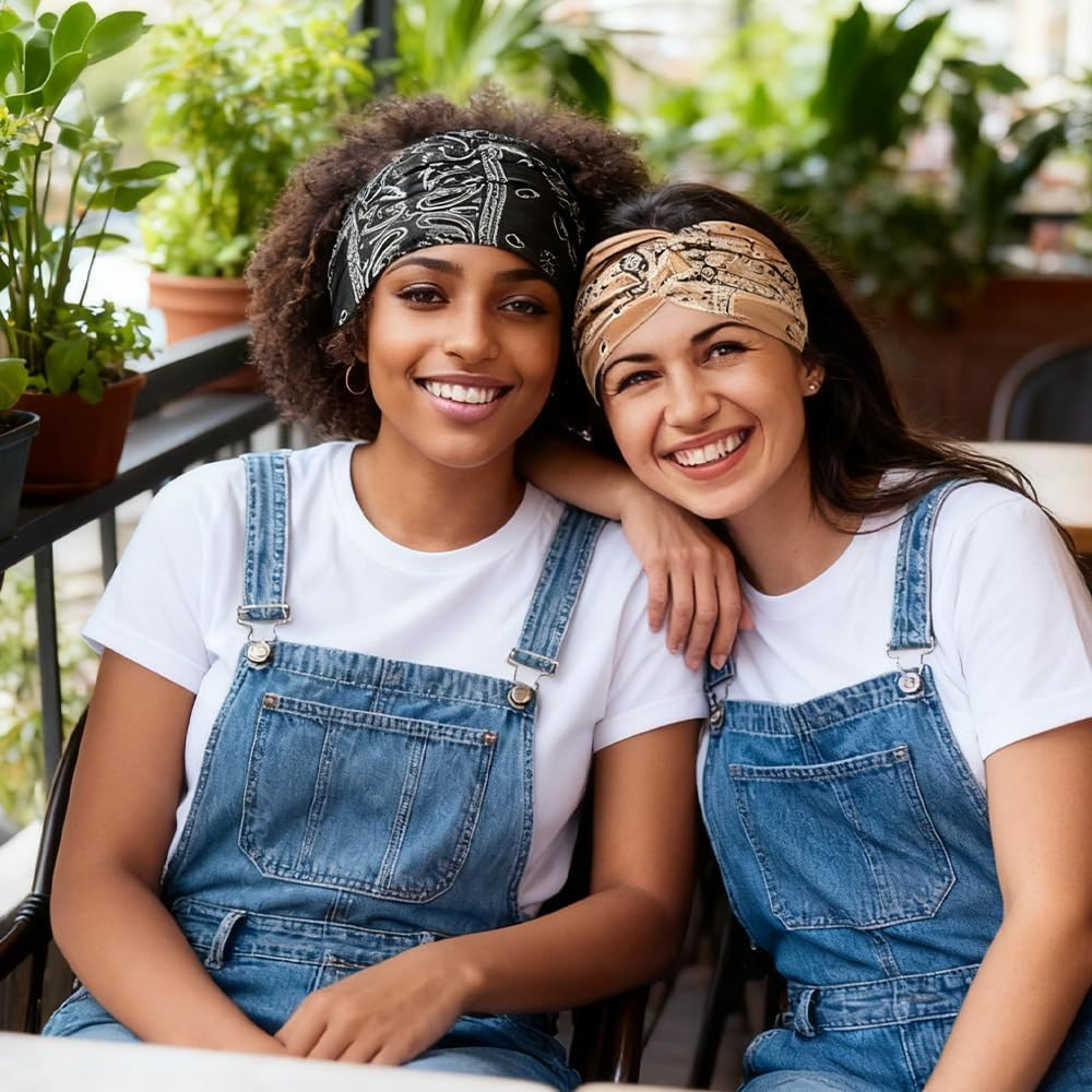 PLUSHCEWT Pack of 4 Women'S Headbands - Soft Polyester Boho Design Headband Women for Yoga, Sports & Everyday Use with Non-Slip Hold image number 2