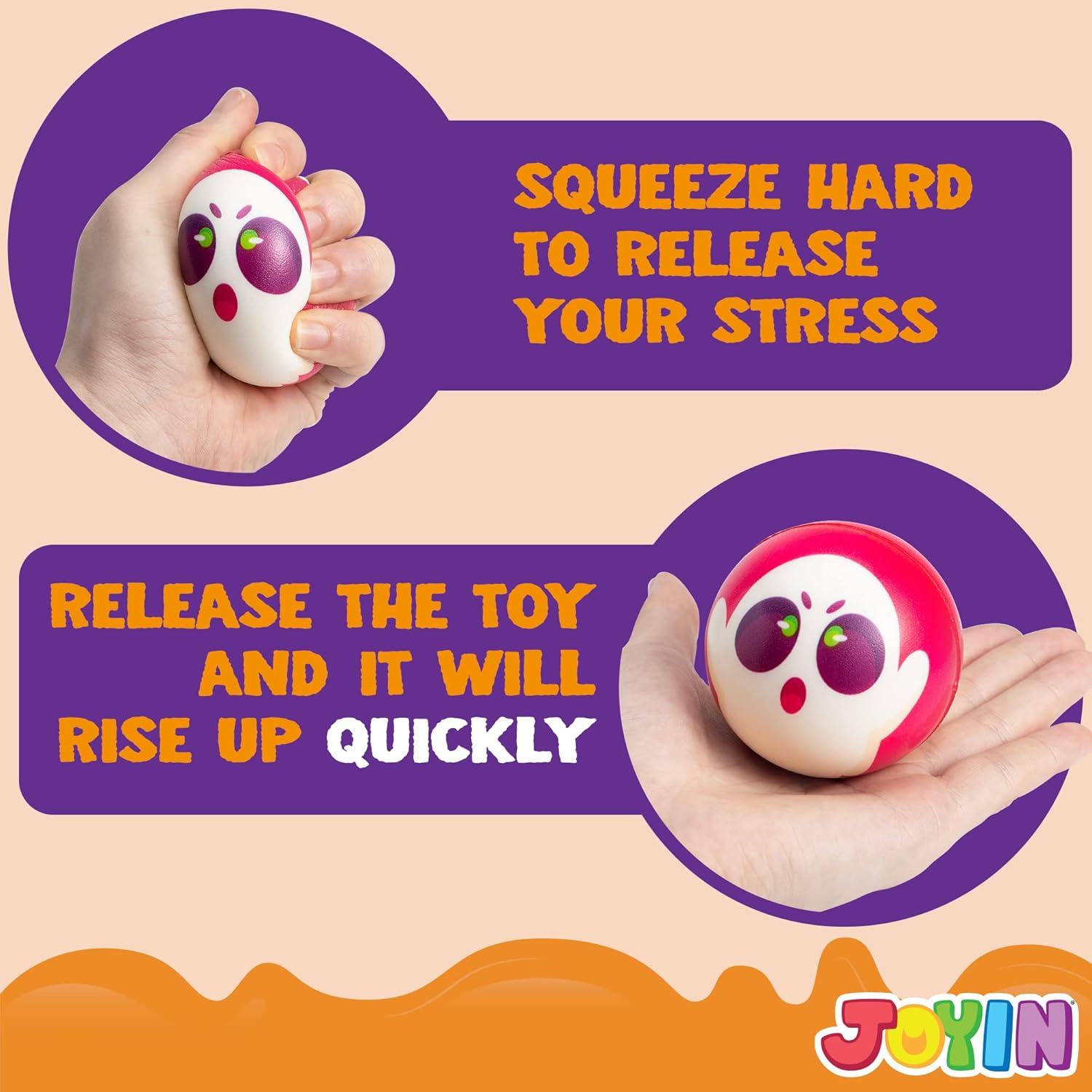 JOYIN 24 PCS Halloween Stress Balls Novelty Toys Balls Squishy Toys for Slow Release, Halloween Party Favors, Decoration Supplies, Party Bag Fillers image number 2