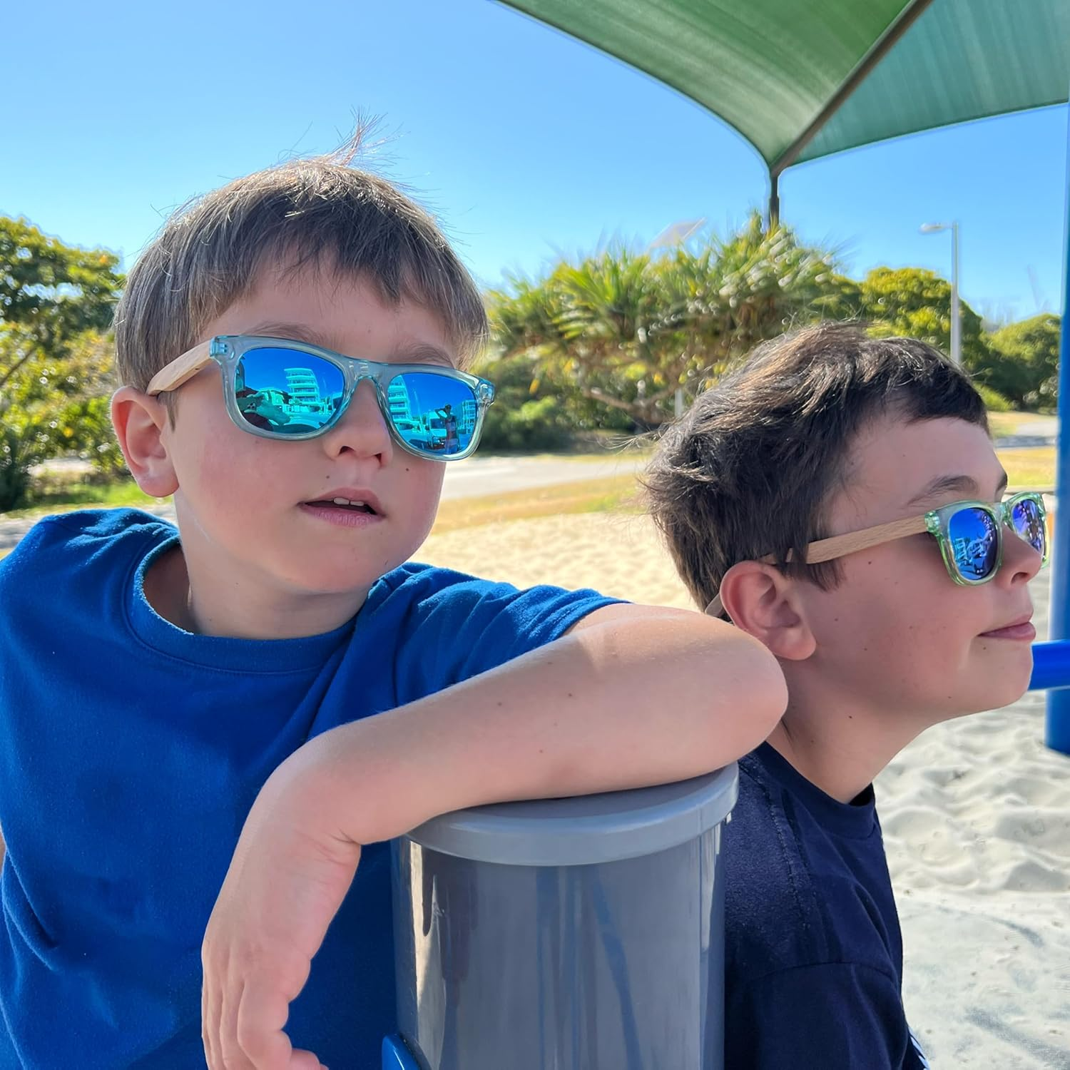 Sun Valley Kids Polarized Sunglasses Wood Frame Mirrored for Boys & Girls with UV Protection