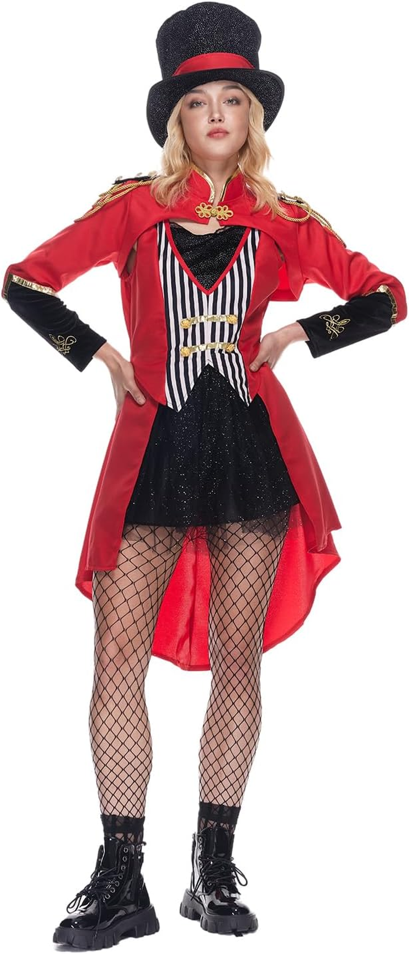 Eraspooky Sexy Women'S Ringmaster Costume Adult Halloween Circus Ring Leader Dress Outfits image number 6
