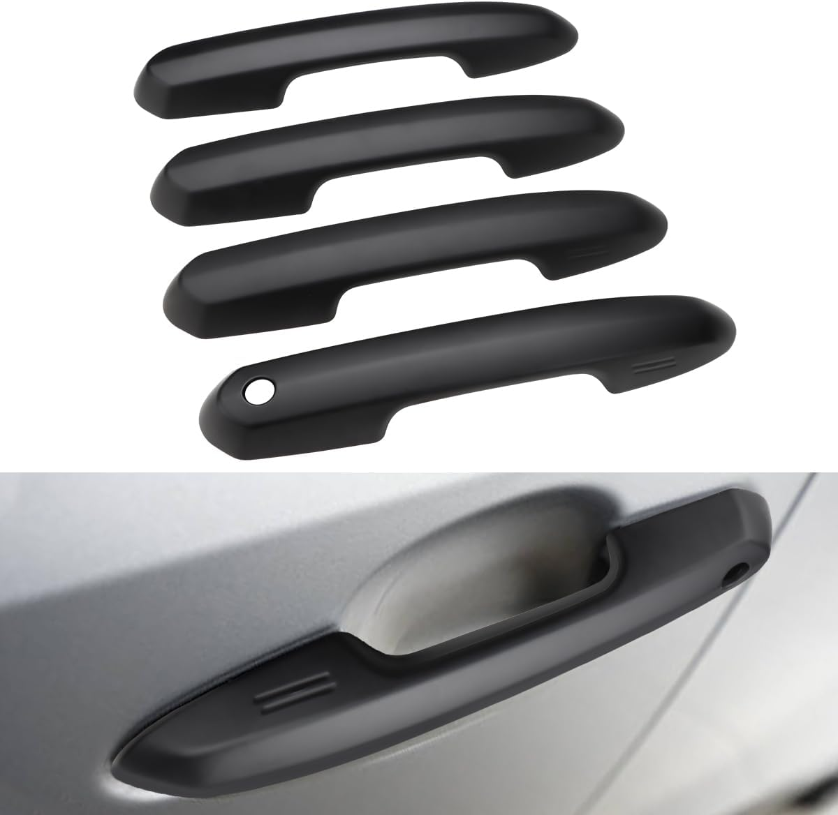 DLOVEG Upgraded Snap-On Door Handle Cover Compatible for 2019-2024 2025 Toyota Rav4 Accessories for Highlander 2020-2024 2025 No Adhesive Black Handle Protectors Matte Black