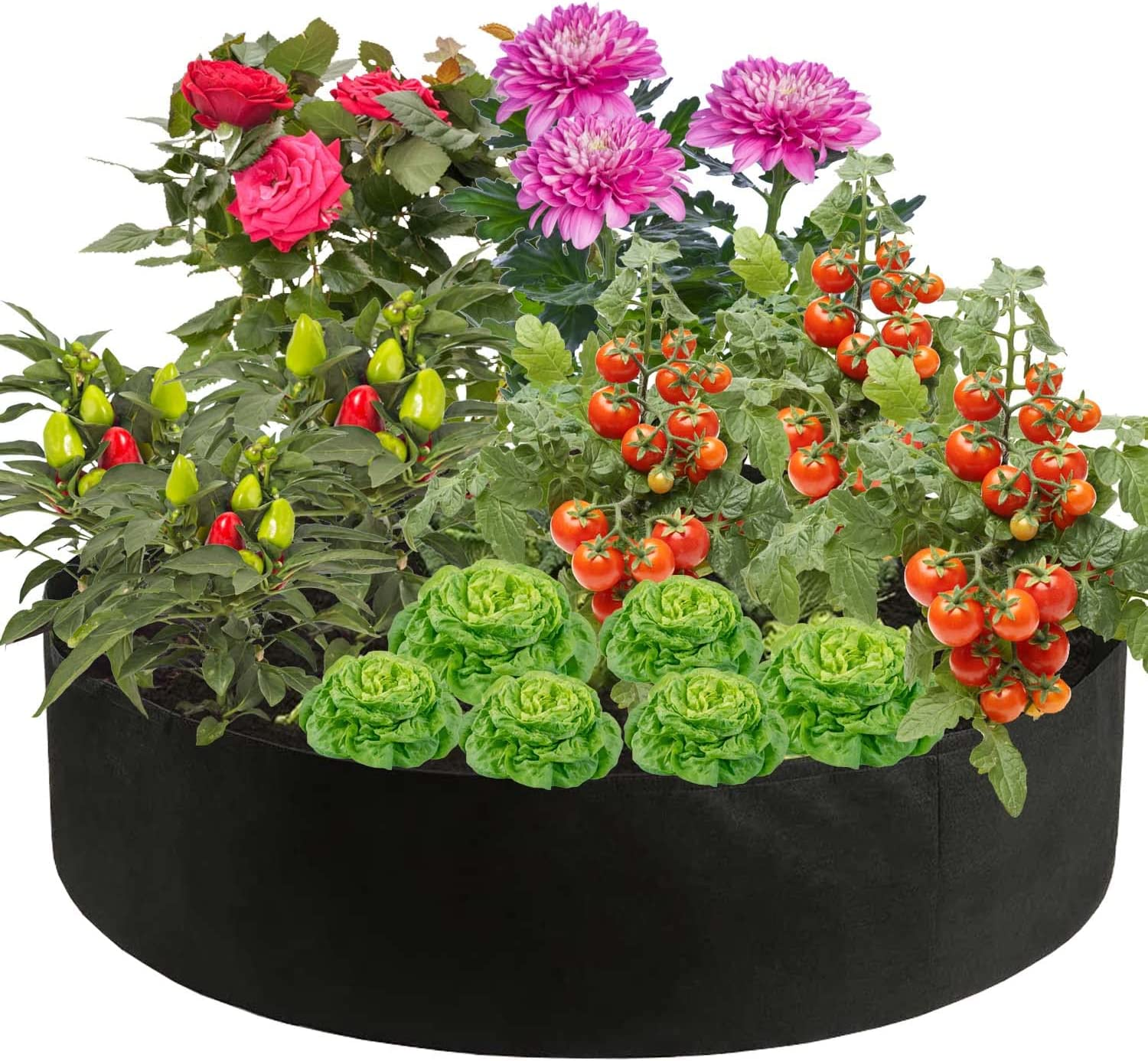 100 Gallon Plant Grow Bags, Heavy Duty Fabric Raised Garden Planting Bed round Breathable Felt Planting Container for Vegetables Flower Herbs and Plants, Gardening Outdoor image number 3