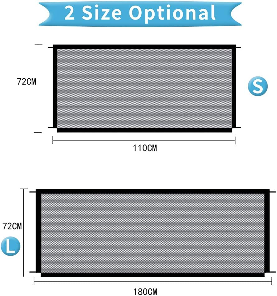 Dog Safety Gate Pet Safe Mesh Fence Portable Folding Baby Safety Gate Install Anywhere 110 * 72CM image number 2