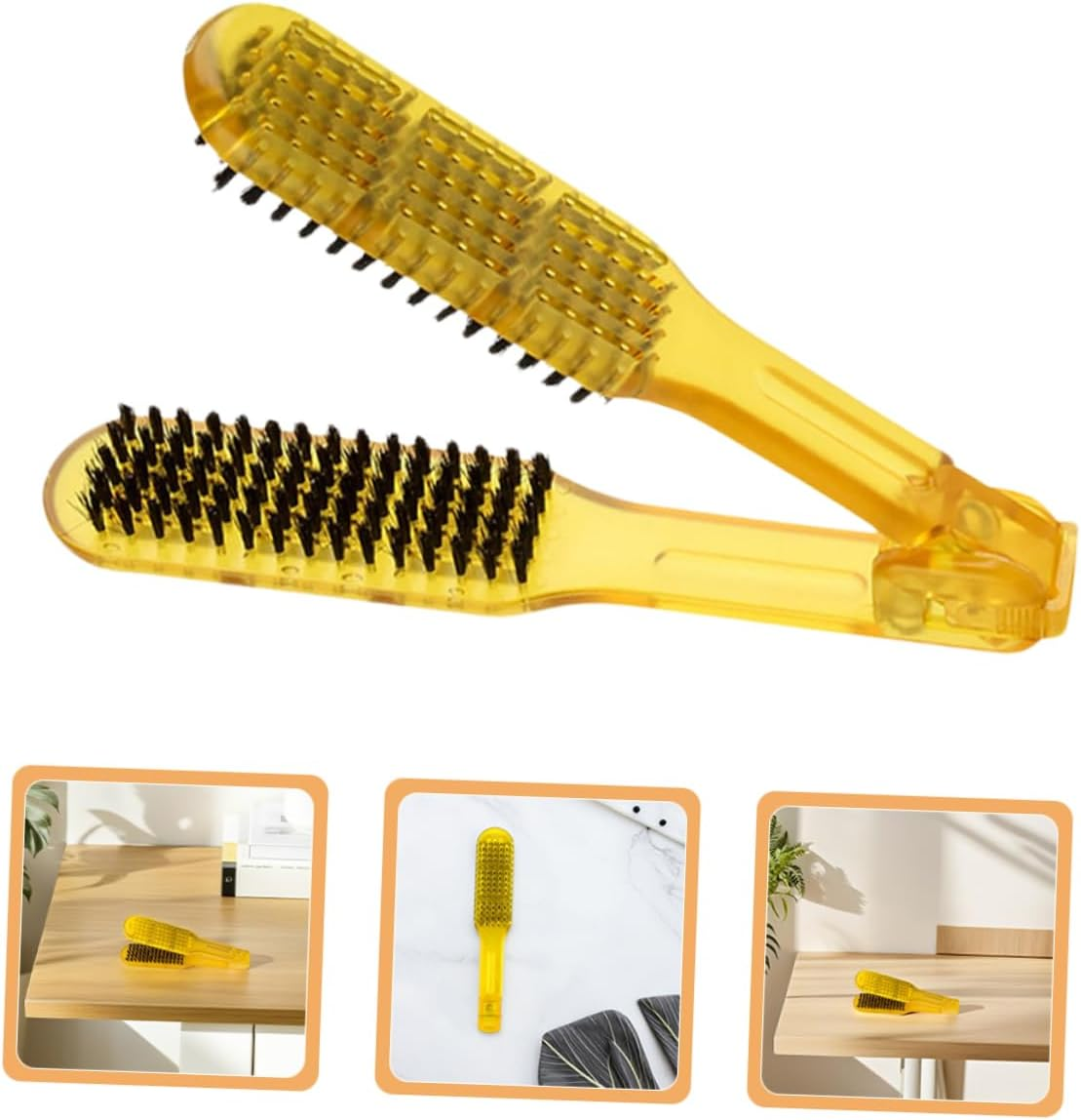 ERINGOGO 3Pcs Double-Sided Hair Straightener Comb Brush Set Heat-Resistant Detangling Tool for Salon Home Use Static Bristles for Effortless Styling Straightening image number 2