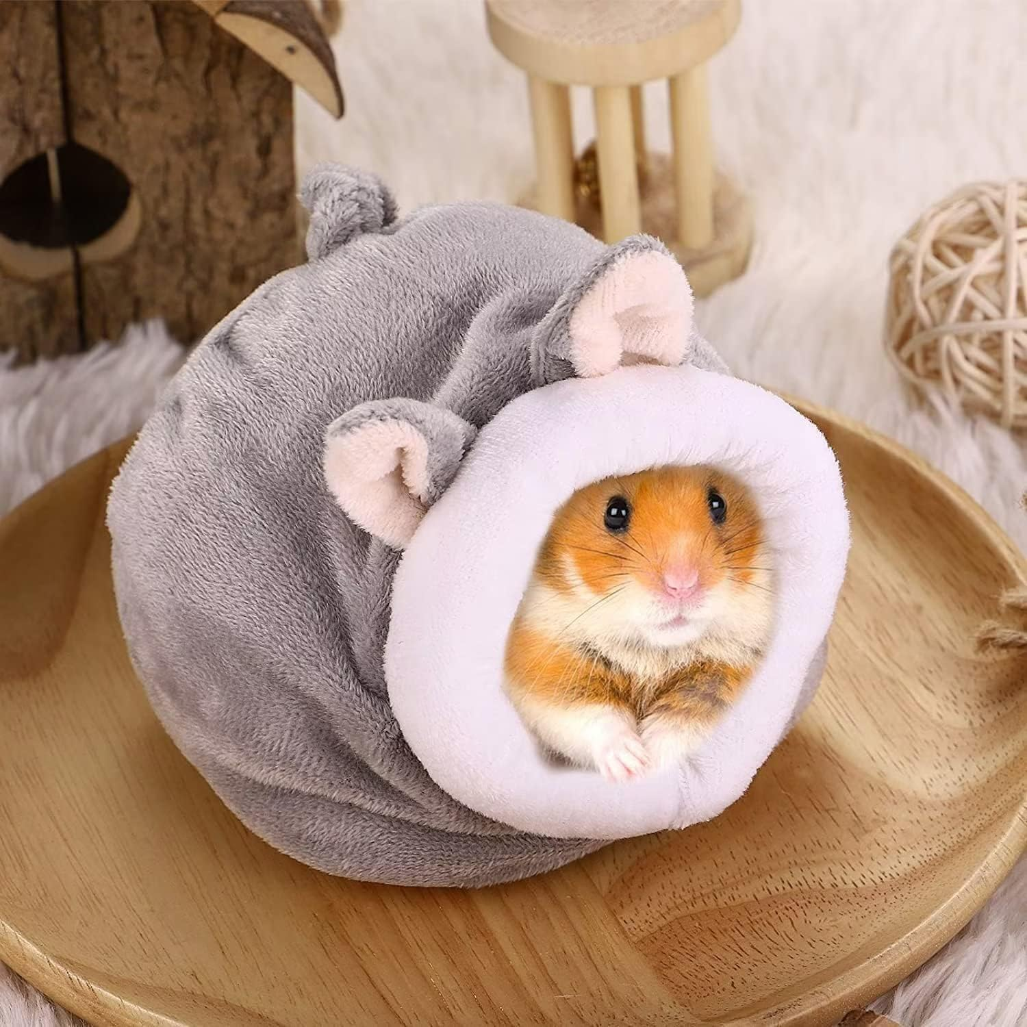 Norhogo Rat Hamster House Bed Winter Hedgehog Cuddle Sack Small Animal Pet Cave Cage Nest Accessories Mini Cute Cotton (L) image number 5