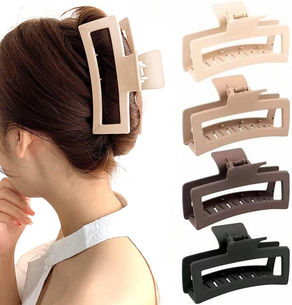 ZSPERKLA Pack of 4 Extra Large Hair Clips, Strong Hold, 13 Cm Plastic Hair Clips for Thick Hair, Non-Slip Matte Hair Jaw Clips, Hair Styling Accessories for Women and Girls image number 5