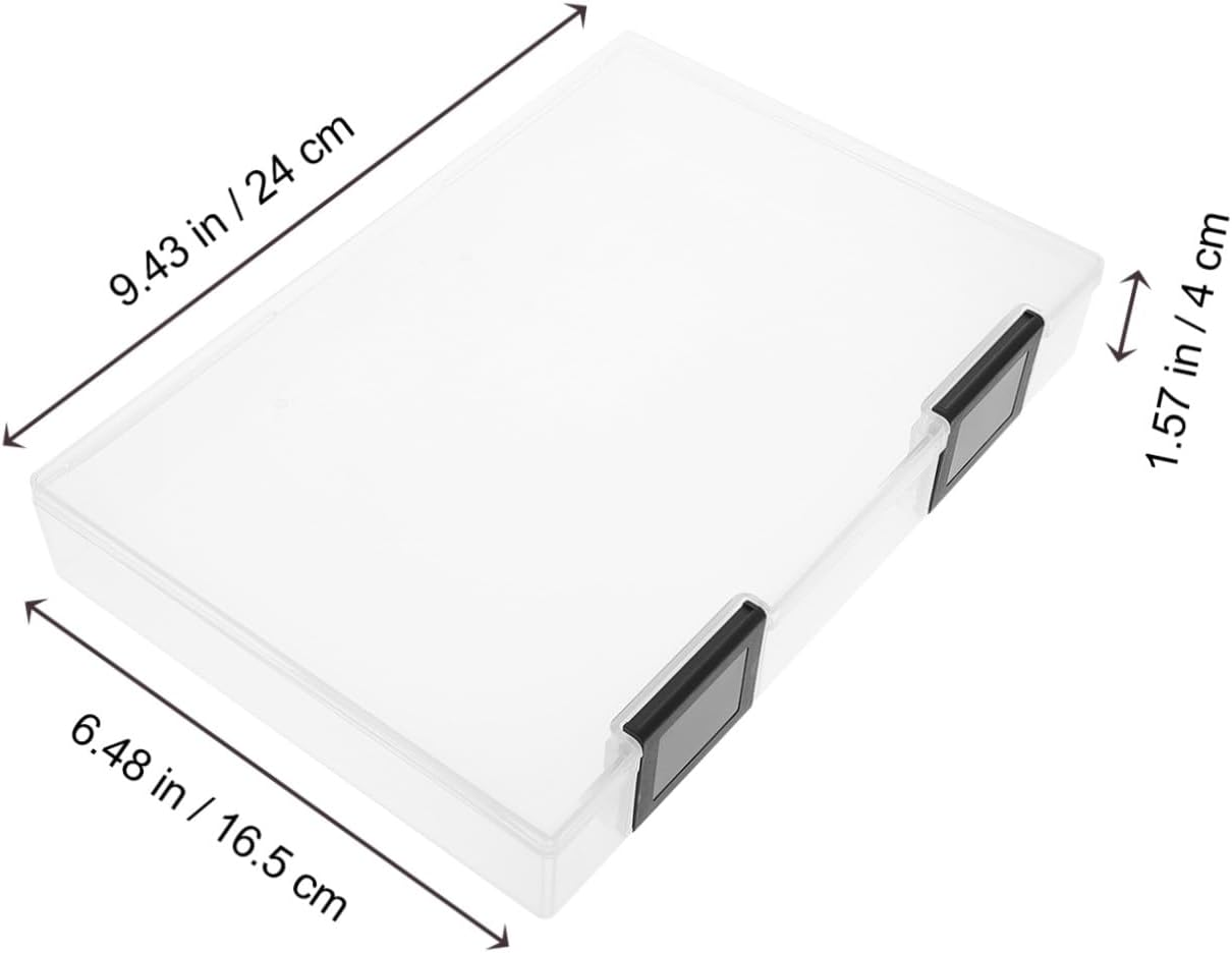 LALAFINA A5 Plastic Storage Organizer File Box with Dustproof Button, Thickened Document Holder for Office Desk and Desktop File Storage image number 3