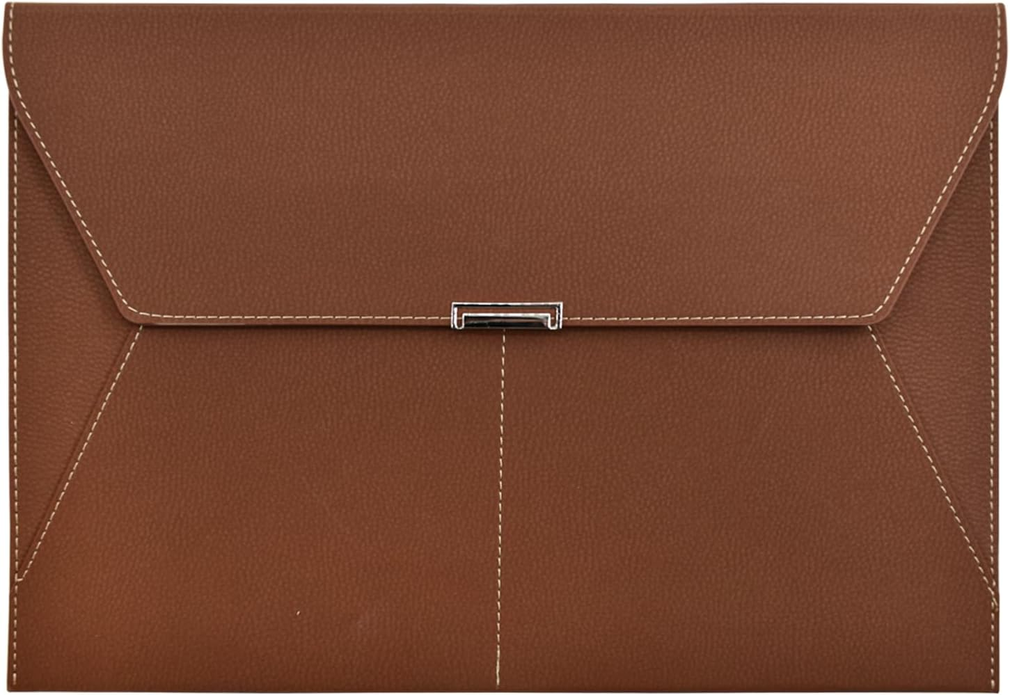 VANRA File Folder Document Holder Document Organizer Waterproof Portfolio Leather Folder Case with 3 Pockets, Filing Envelopes for A4 Letter Size Paper with Snap Magnetic Button Closure (Brown)