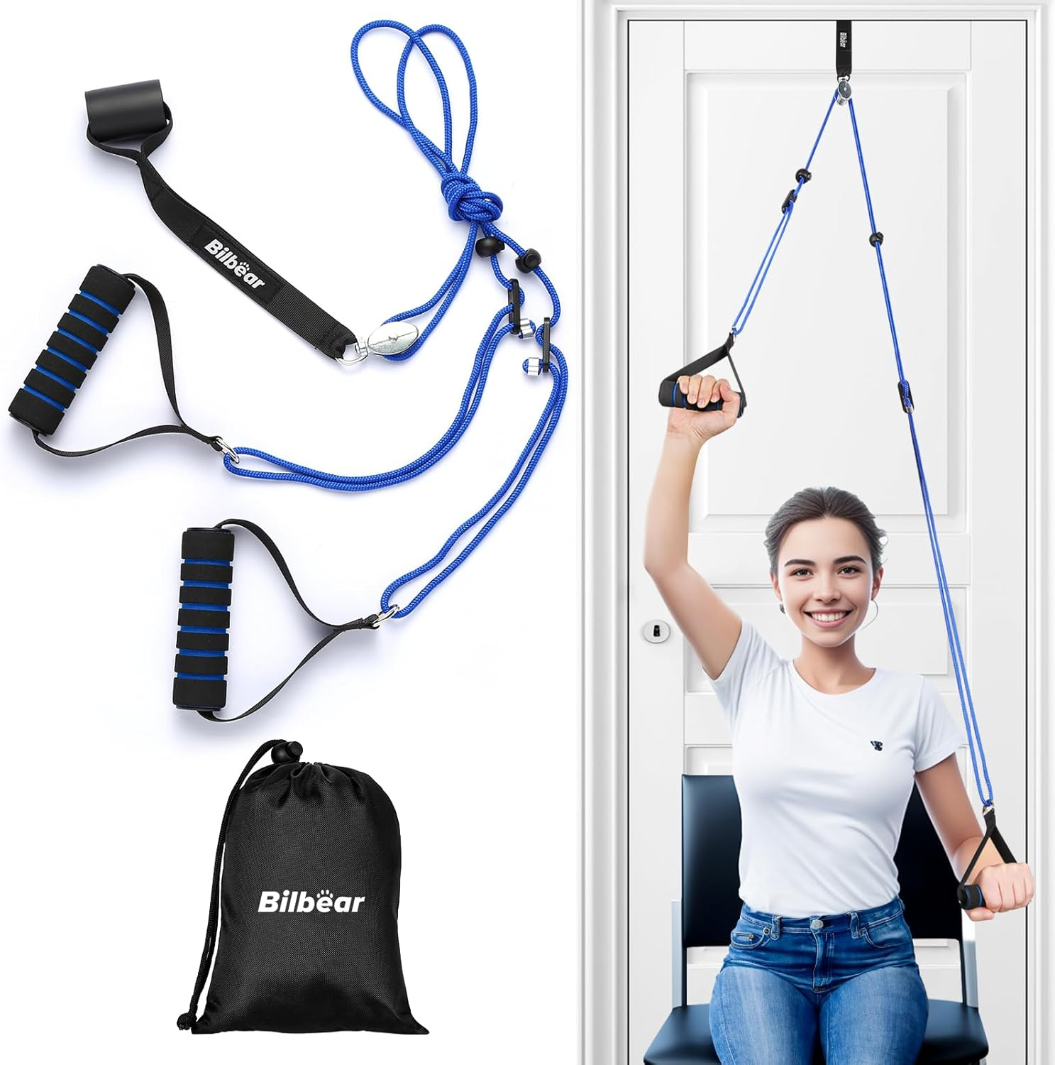 Bilbear over the Door Shoulder Pulley for Physical Therapy at Home,Arm Pulleys for Shoulder Rehab over Door,Over Door Exercise Pulleys for Shoulders Rehab,Home Pulley System Reduce Frozen Shoulder