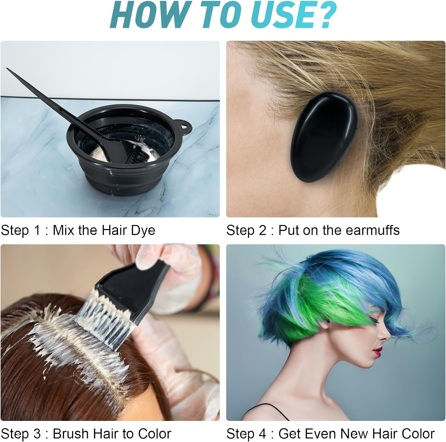 Xarchy 10 Pc Hair Bleach Kit - Hair Coloring Products with Dye Brush, Color Bowl, Earmuffs, Clip for Salon Bleaching & Highlighting image number 2