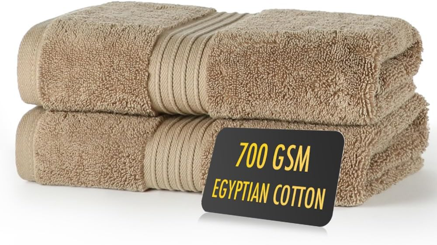 ALSAP Grey Hand Towels Pack of 2 - Ultra Soft Super Absorbent 700 GSM Egyptian Cotton Towels - Bathroom Linen Sets - Luxury Hotel Quality Cotton Hand Towels Set Convenient Size 50X85Cm