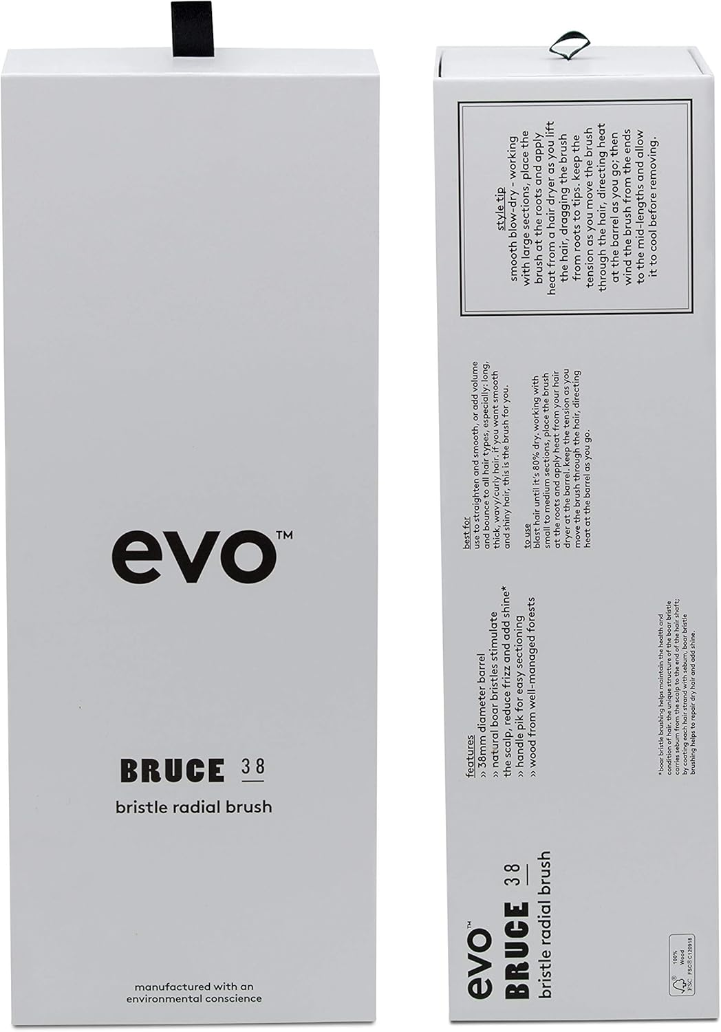 Evo Bruce Natural Radial Hair Brush - Professional Bristle Brush for Styling & Polishing - Volumising Hair Brush image number 2