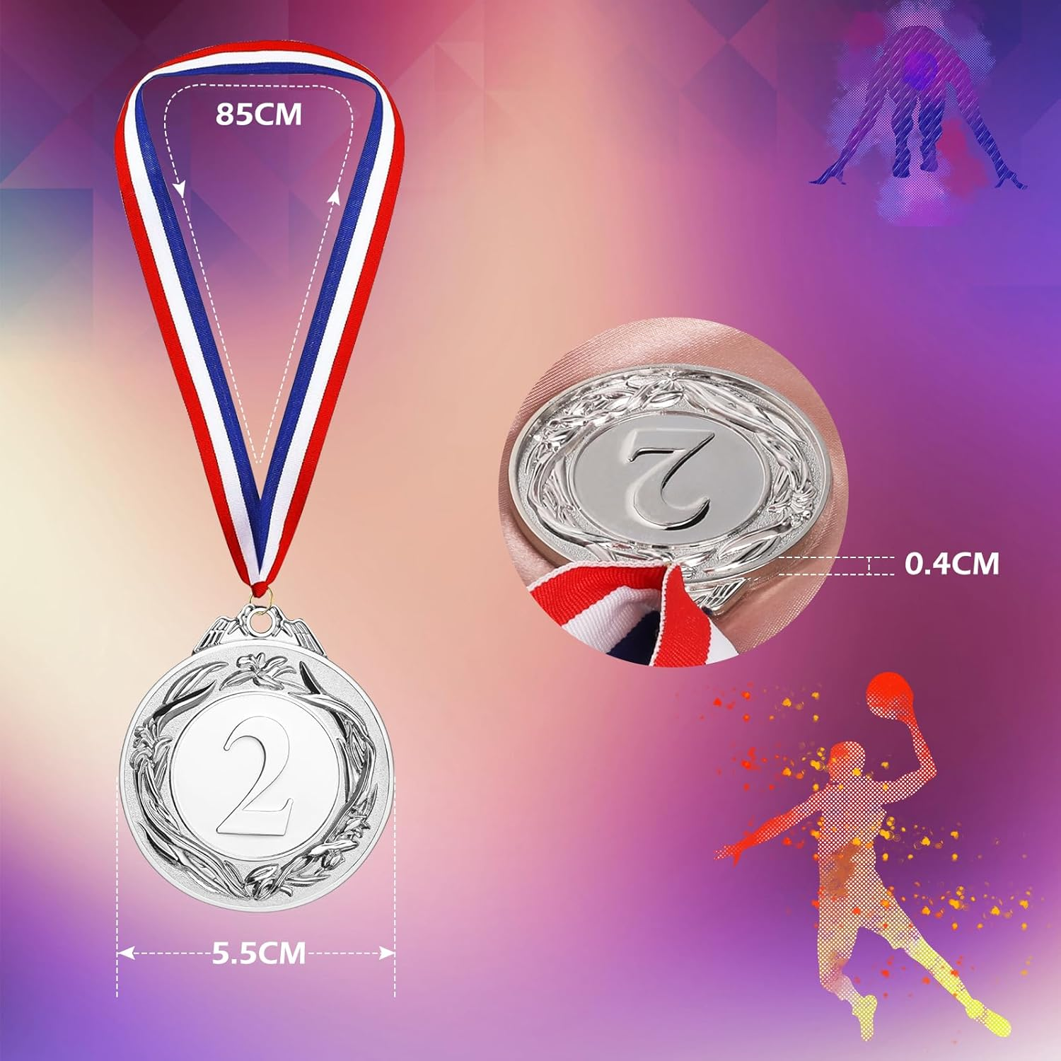 Kids Reward Medal, 12PCS Medals for Award, Gold Medal with Neck Ribbons, Winner Medals Gold Prizes for Sports, Competitions, Party, Olympic Style