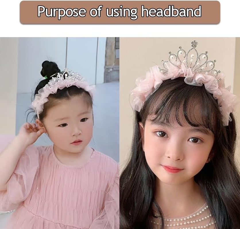 Crown Priness Tiara Cute Fairy Headband for Girls Crowns Hairband for Birthday Party Favors Christmas Halloween Cosplay Hair Accessories for Kids, Pink