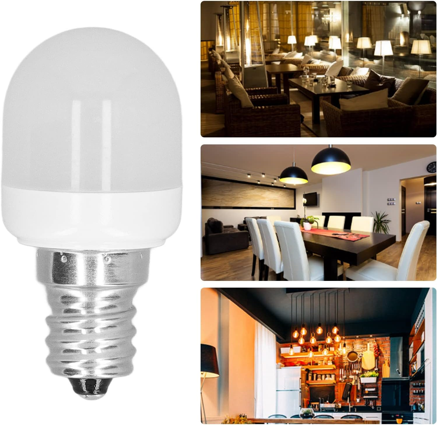 E12 Light Bulbs, Soft Light Bulbs 5Pcs AC220V E12 Wire for Ceiling Fan Lamp (Warm Light) image number 3