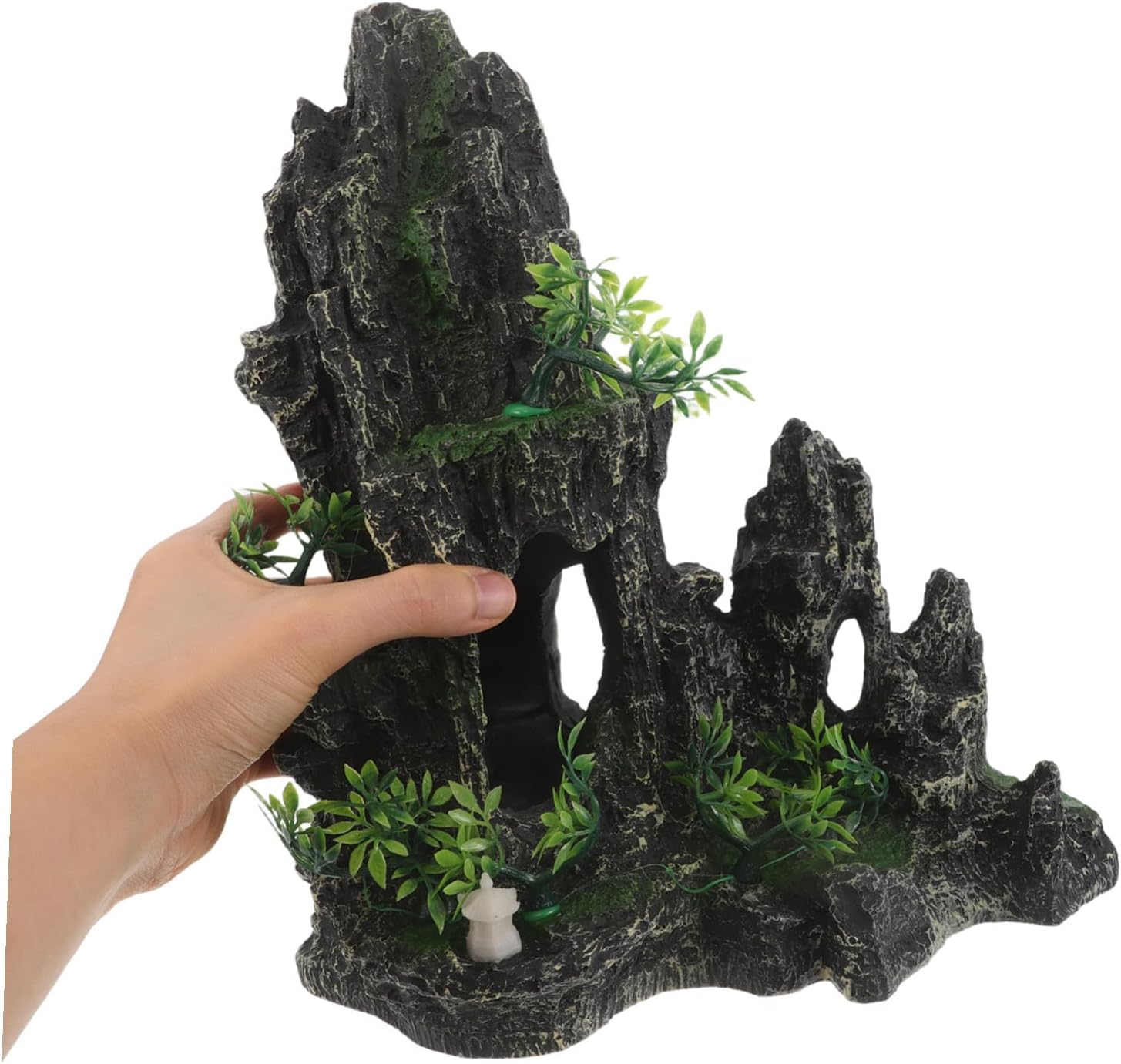 CORHAD Simulated Stone Fish Tank Rock Cave Decor for Aquarium with Shrimp Hideaway Naturalistic Artificial Rock Shelter Enhances Aquatic Habitat Suitable for Large Tanks