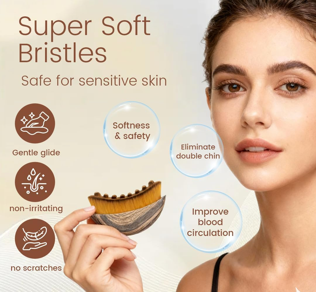 Lymph Face Brush, Pack of 2, Aluvea Face Brush, Lymphatic Face Brush, Dry Brush, Lymphatic Drainage Massage, Alpine Fibre, Facial Brush, Lymphatic Drainage Brush Face image number 6