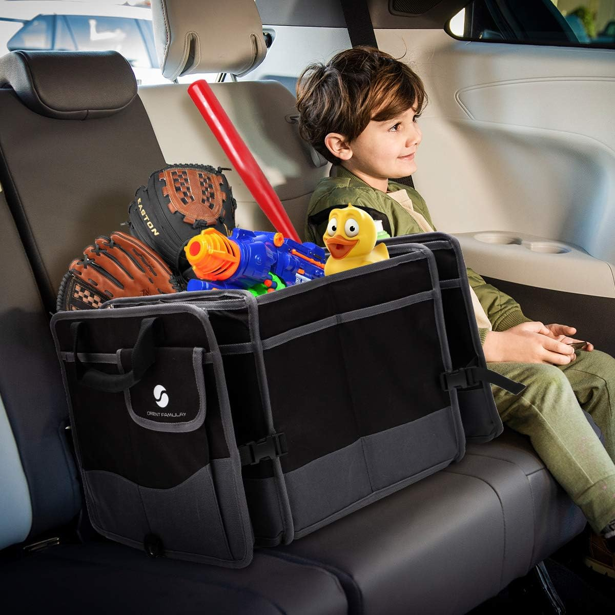 Trunk Organizer with Cooler, Collapsible Trunk Storage Container with Non Slip Bottom Strips, Large Multi-Compartment Waterproof Car Trunk Organizer Groceries for Vehicle Sedan, Suv, Truck,Van(Black) image number 2