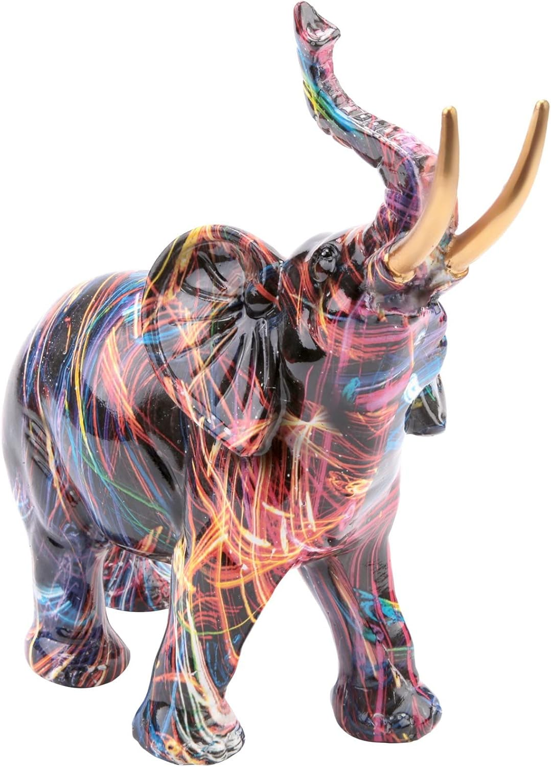 Pvcqjkd Nordic Painting Graffiti Elephant Sculpture Figurine Colorful Art Elephant Statue Resin Animal Statue Decor C image number 4