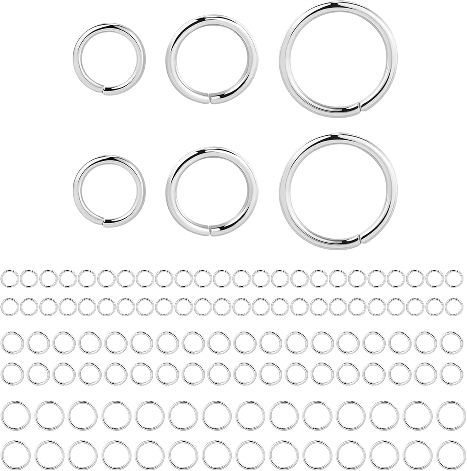 Sterling Silver Jump Rings for Jewelry Making 4Mm 5Mm 6Mm 925 Sterling Silver Open Jump Rings for DIY（60 PCS）
