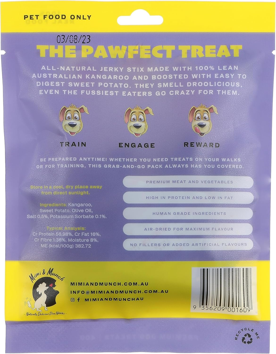 Mimi & Munch Stix Kangaroo and Sweet Potato Dog Treats 40 G image number 3