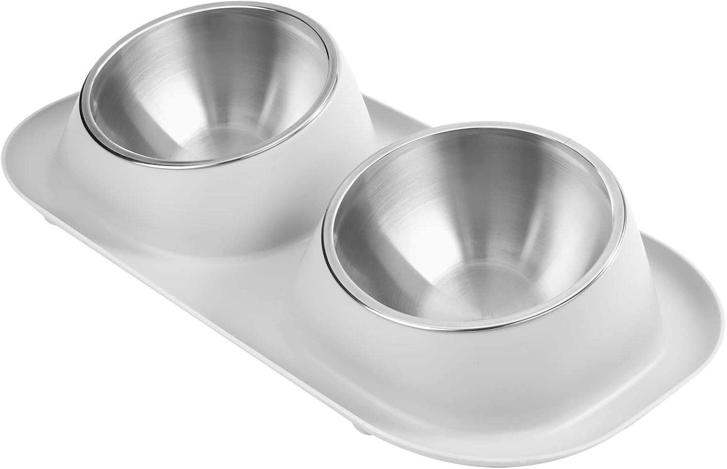 Feeding Bowl for Cats and Dogs, Double Cat Bowl, 15&deg; Tilt, Futing Bowl & Water Bowl with Stand, Stainless Steel Dog Bowl for Small Dogs
