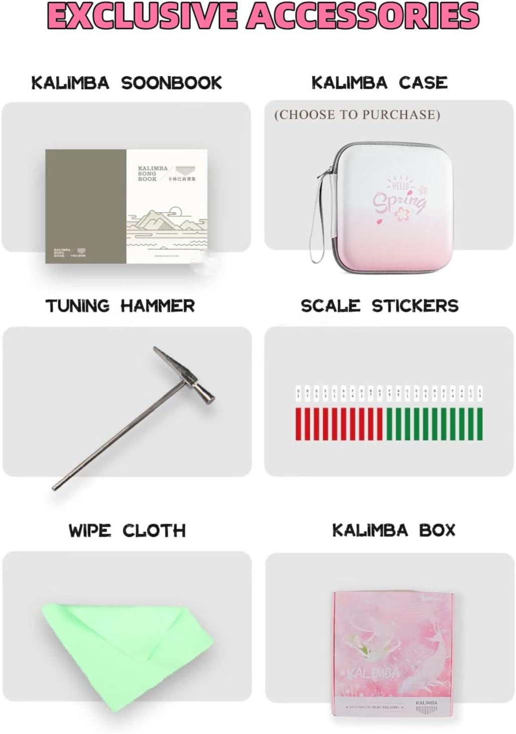 Kalimba Thumb Piano Portable 17 Keys Finger Piano Acrylic with Tune Hammer and Study Instruction,Musical Instruments Birthday Kid Adult Beginners Professional(Cherry Pink) image number 5