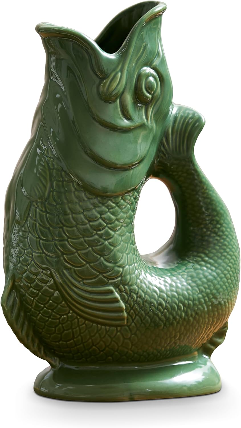 Wade WA967803GRN Fish Jug, Earthenware, Iconic UK Heritage, Made in Stoke-On-Trent, 1.2L, Forest Green