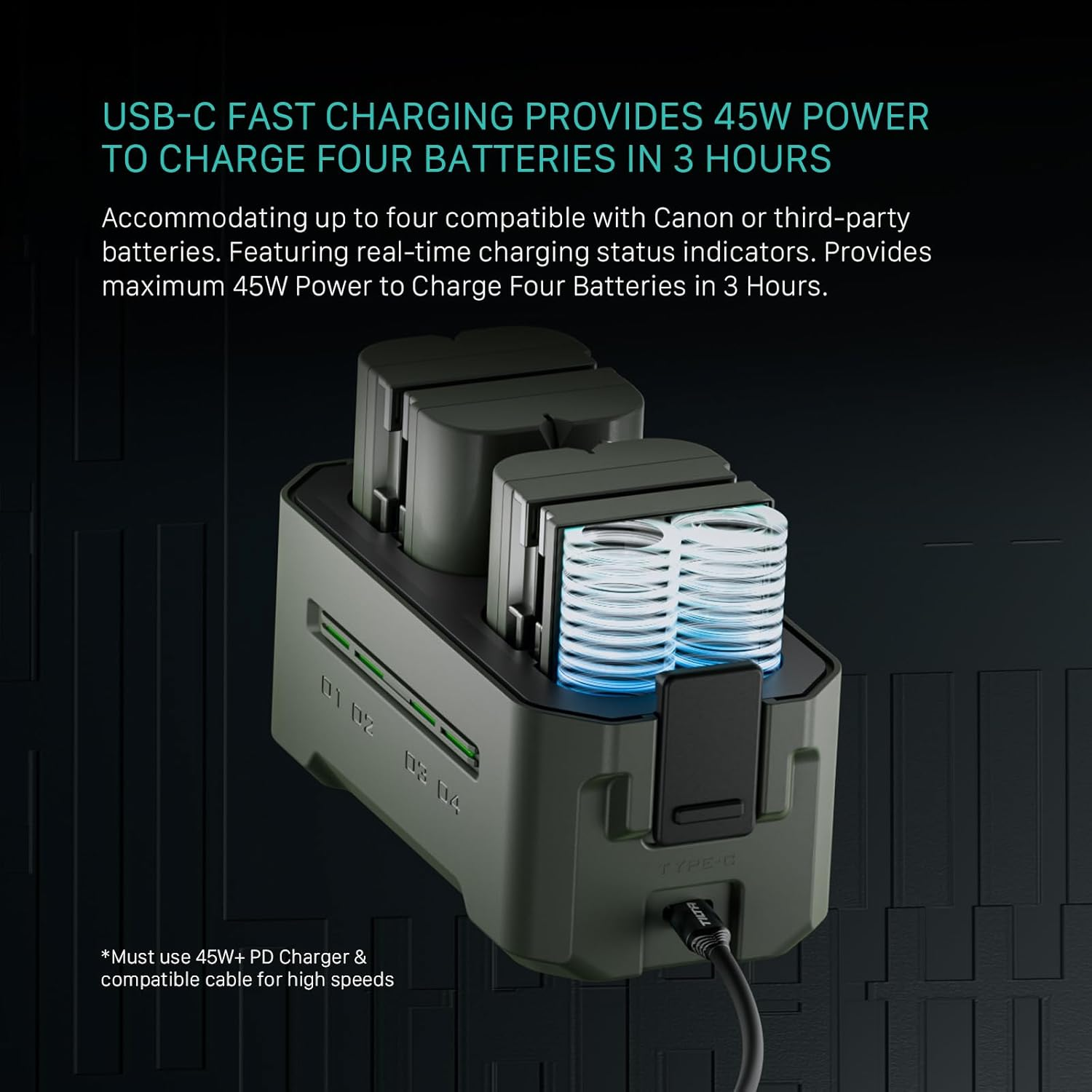 Tilta Portable Charging Station for LP-E6 (4 Channel) - Green