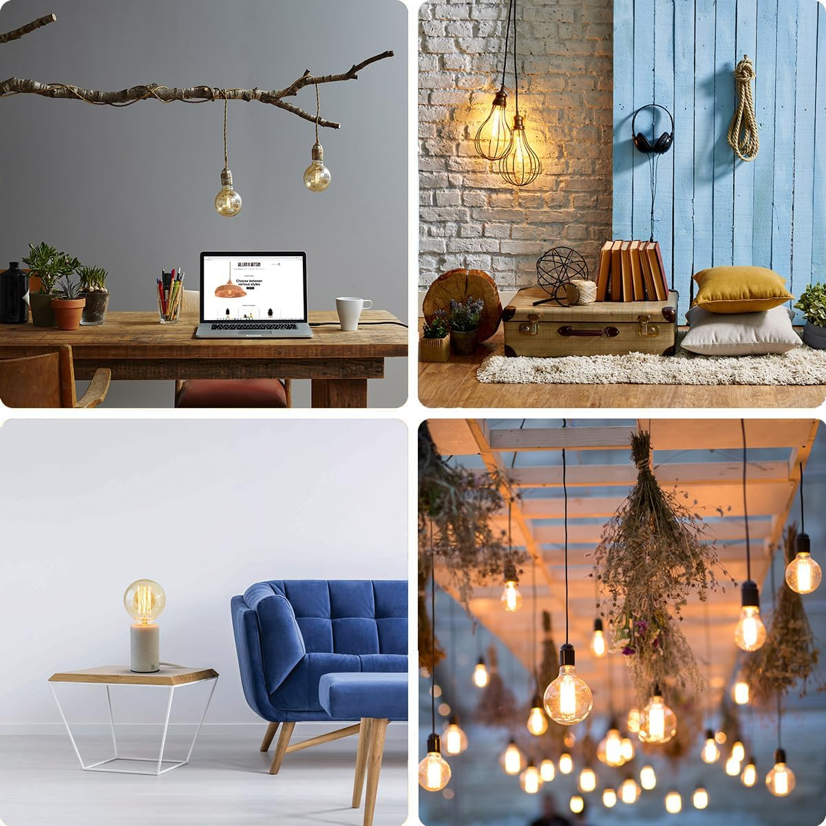 William & Watson Edison Vintage Large Globe Squirrel Cage Dimmable Light Bulb, 40W Amber Old Fashioned Retro E27 Screw Fitting Lamp (Globe Large (G95)) image number 5