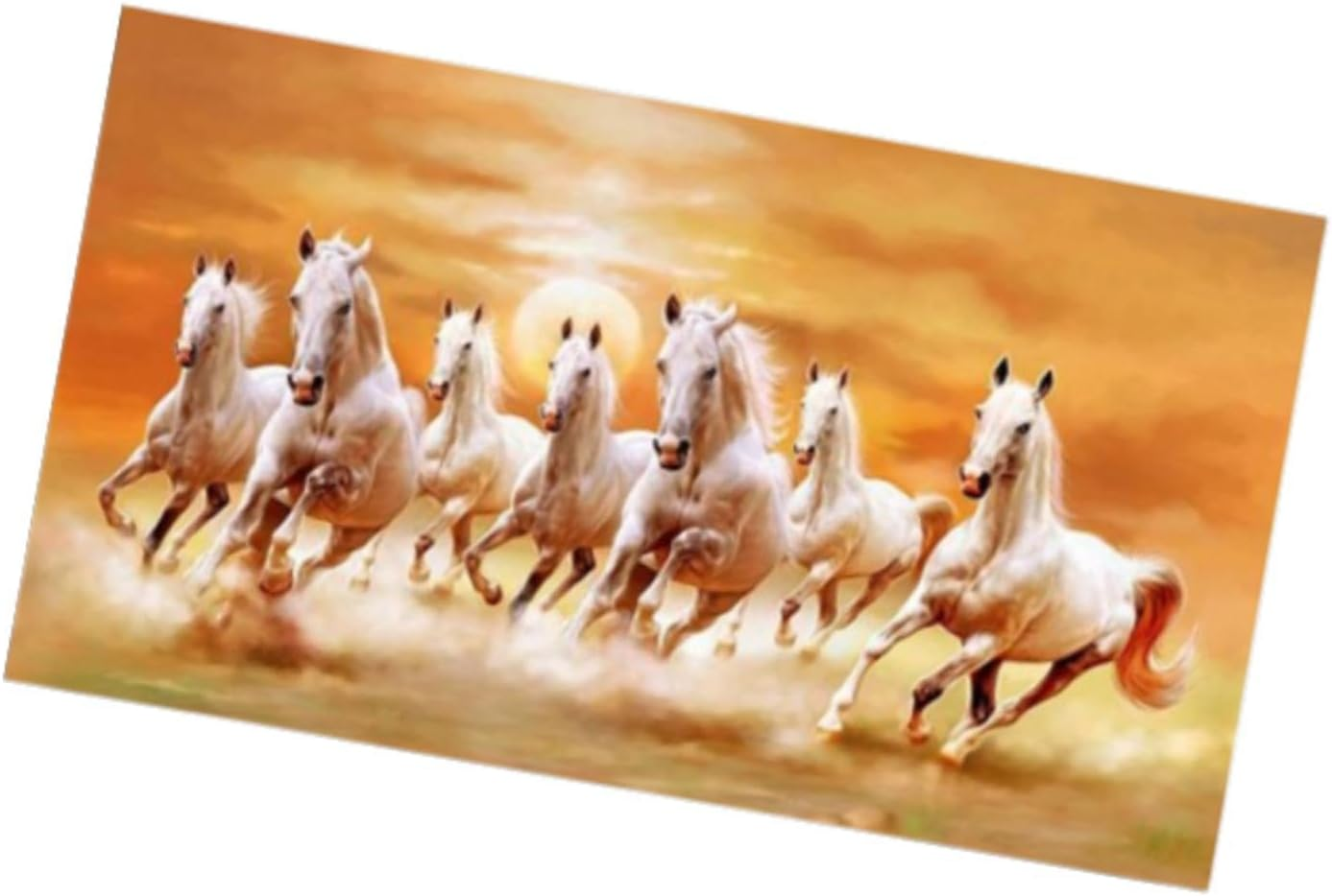 Yuksok Seven Horses Picture Canvas Print 7 Running Horses Painting Wall Decor Ornament Animal Poster Painting Picture for Study Room, L image number 2