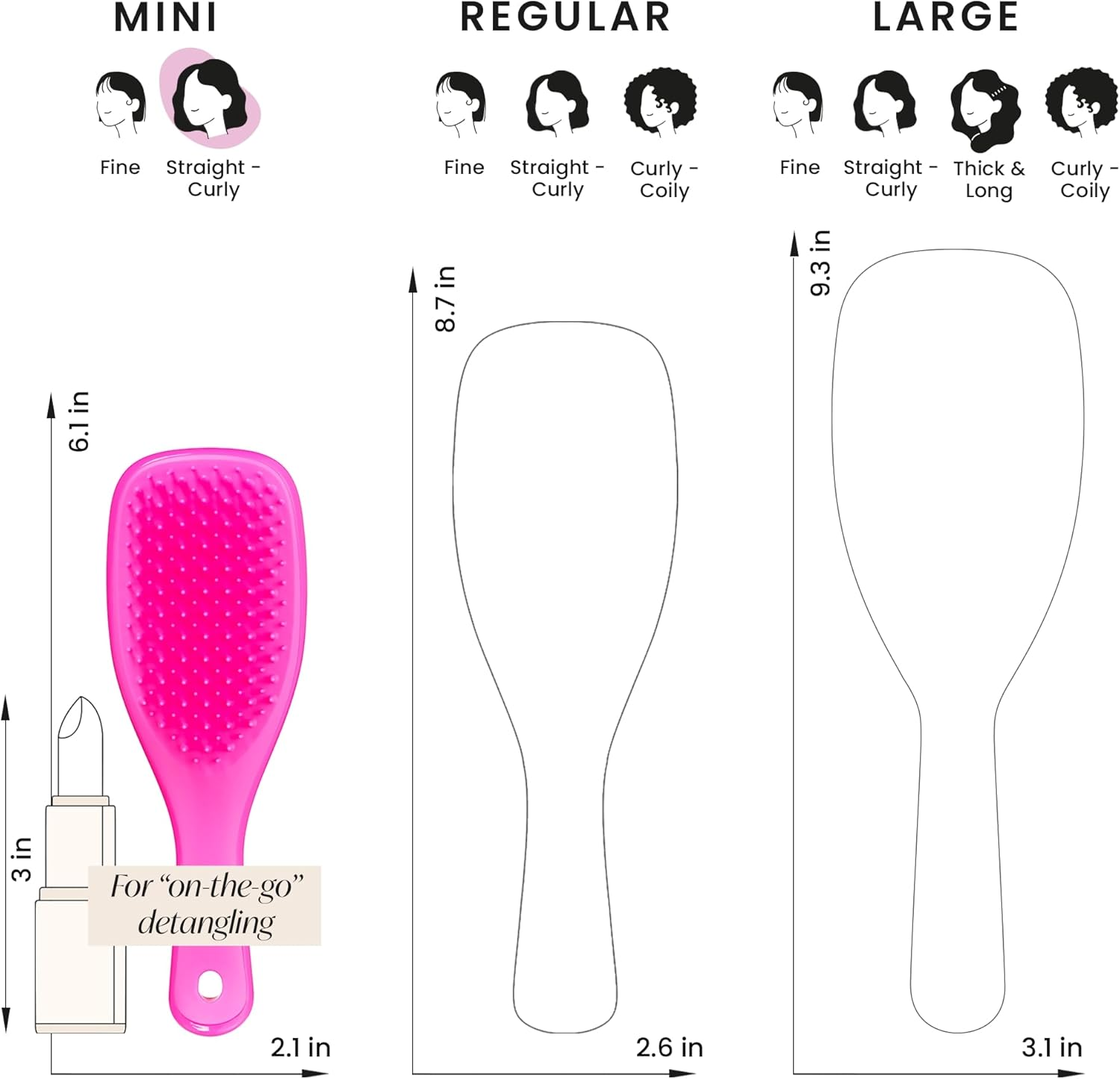 Tangle Teezer Mini the Ultimate Detangler Hairbrush |Gentle on Wet Hair | Two-Tiered Teeth & Comfortable Handle | Ideal for Kids and Travel | Reduces Knots & Breakage | Runway Pink image number 6