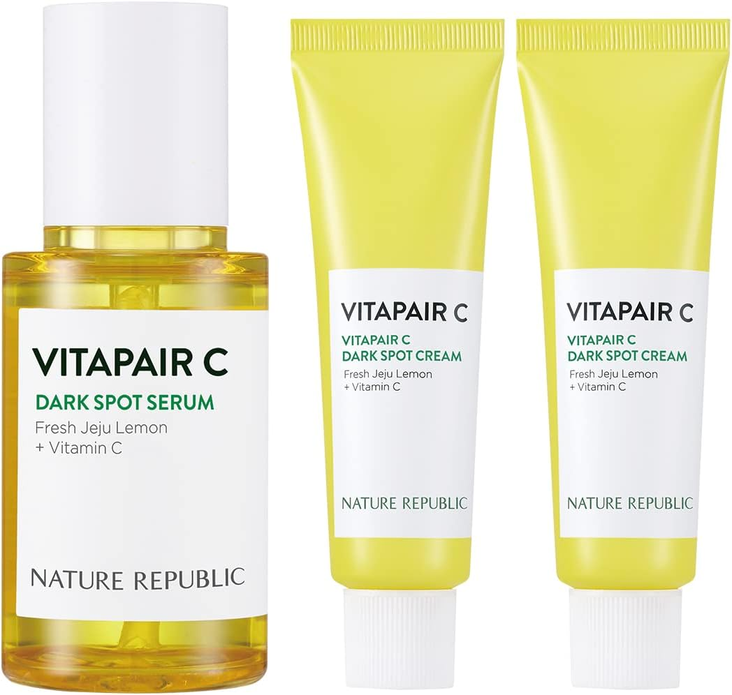 NATURE REPUBLIC OFFICIAL Vitapear C Intensive Serum (1.6 Fl Oz (45 Ml + 10 Ml) X 2 Pieces, Best Skin Tone, Stain Care, Dull Care, Korean Cosmetics, Skin Care, Moisturizing, Soothing, Serum, Niacinamide, Vitamin C, Green Lemon