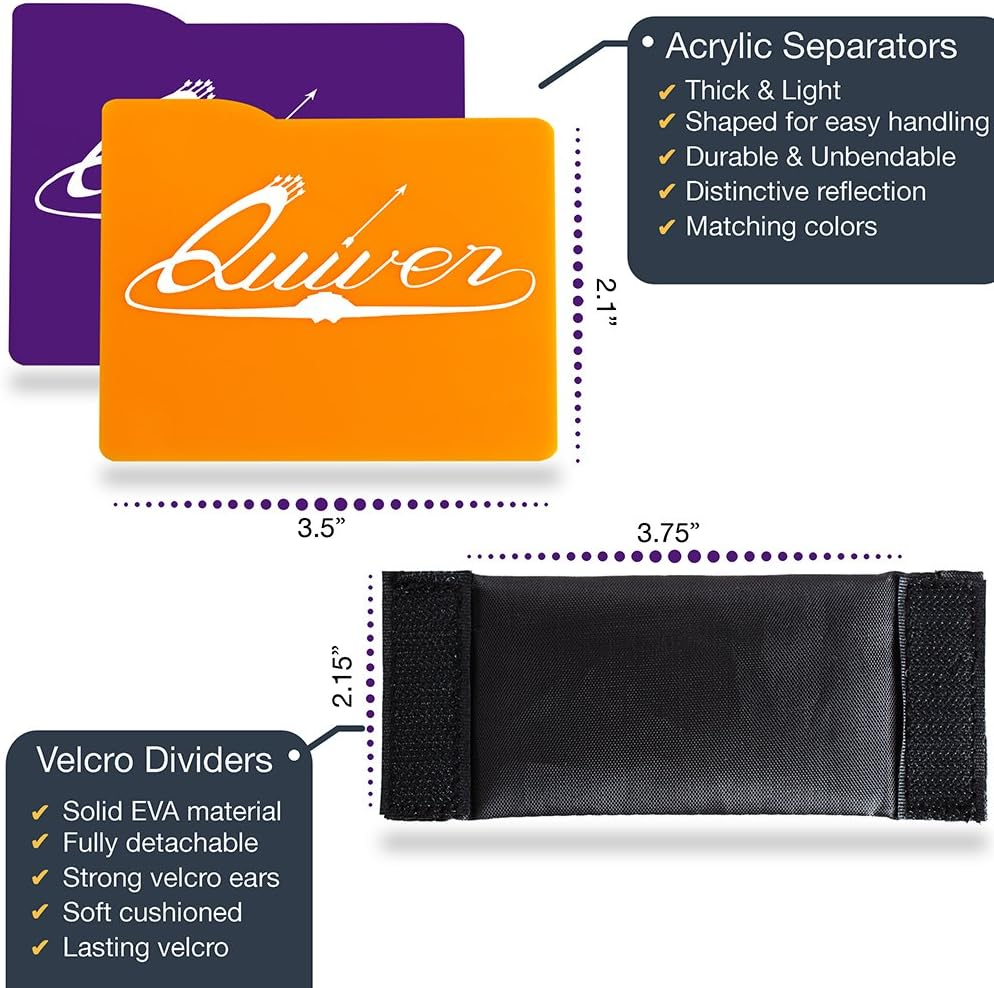 Quiver Time Orange and Purple Card Dividers & Separators Set, 7 Pieces, Add-Ons for Extra Organization of the Quiver Card Carrying Cases, Ideal for Tabletop Gaming, Trading Cards, Figures, and More image number 1