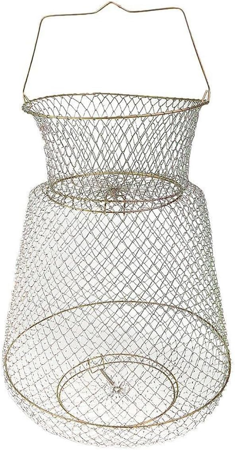 AIMALL Galvanized Fish Cage with Spring Door for Fishing, Portable Metal Wire Folding Trap Basket for Fish and Crab Catching, Durable and Lightweight image number 3