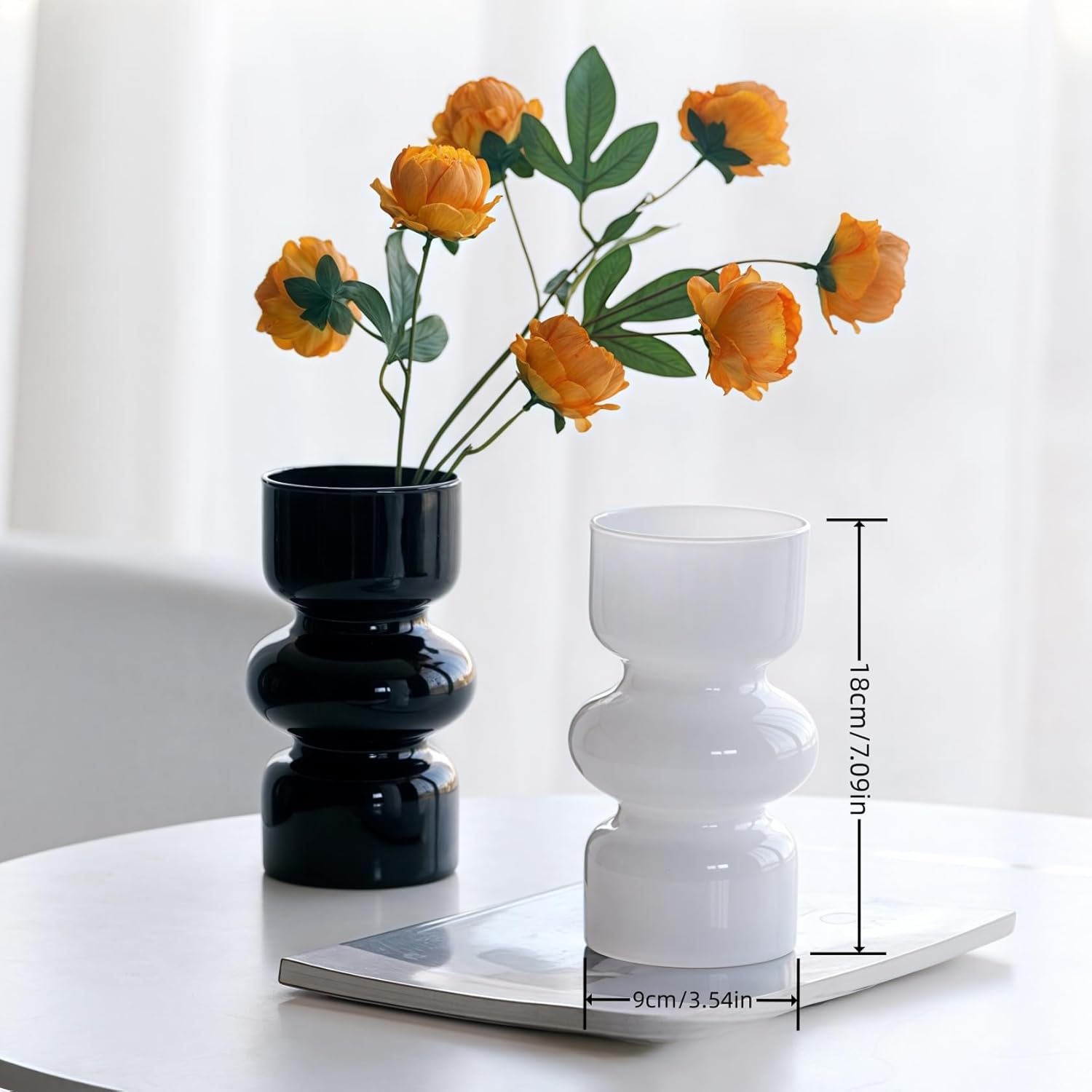 Stained Glass Bud Vase Set of 4, Glass Vases, Vase Decoration，Vintage Style 18Cm Tall Flower Vases for Wedding Tables & Home Decorations. image number 5