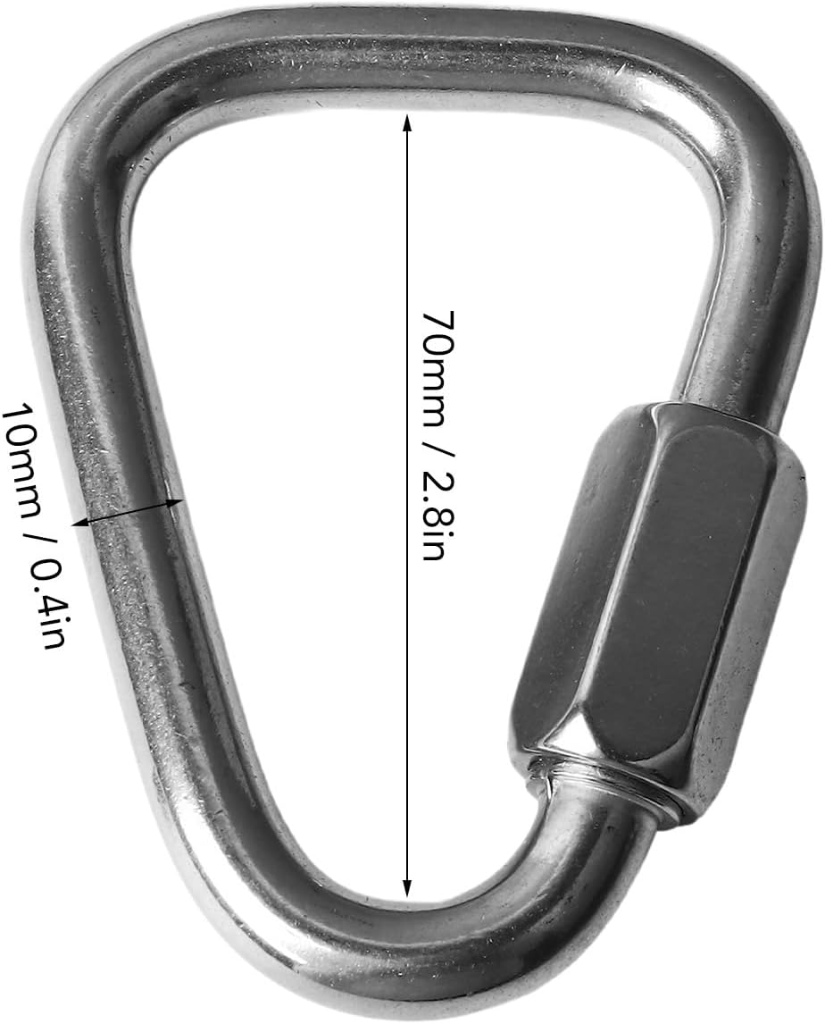 Delta Quick Link, 2.8 Heavy Duty Triangle Locking Carabiner, Stainless Steel Triangle Quicklink Chain Connector, Screw Lock Carabiner Links for Camping Outdoor Equipment Hammocks image number 2