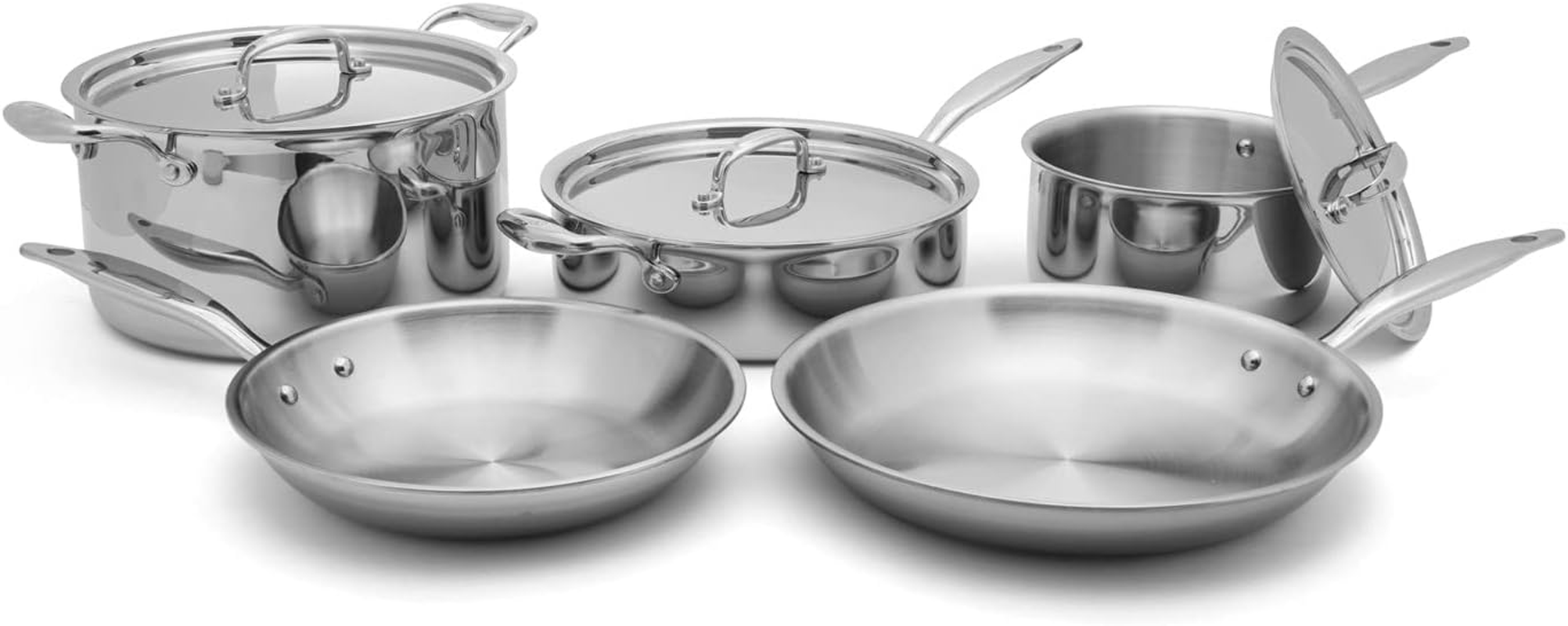 Heritage Steel 8 Piece Core Cookware Set - Made in USA - Titanium Strengthened 316Ti Stainless Steel with 5-Ply Construction - Induction-Ready and Fully Clad image number 1
