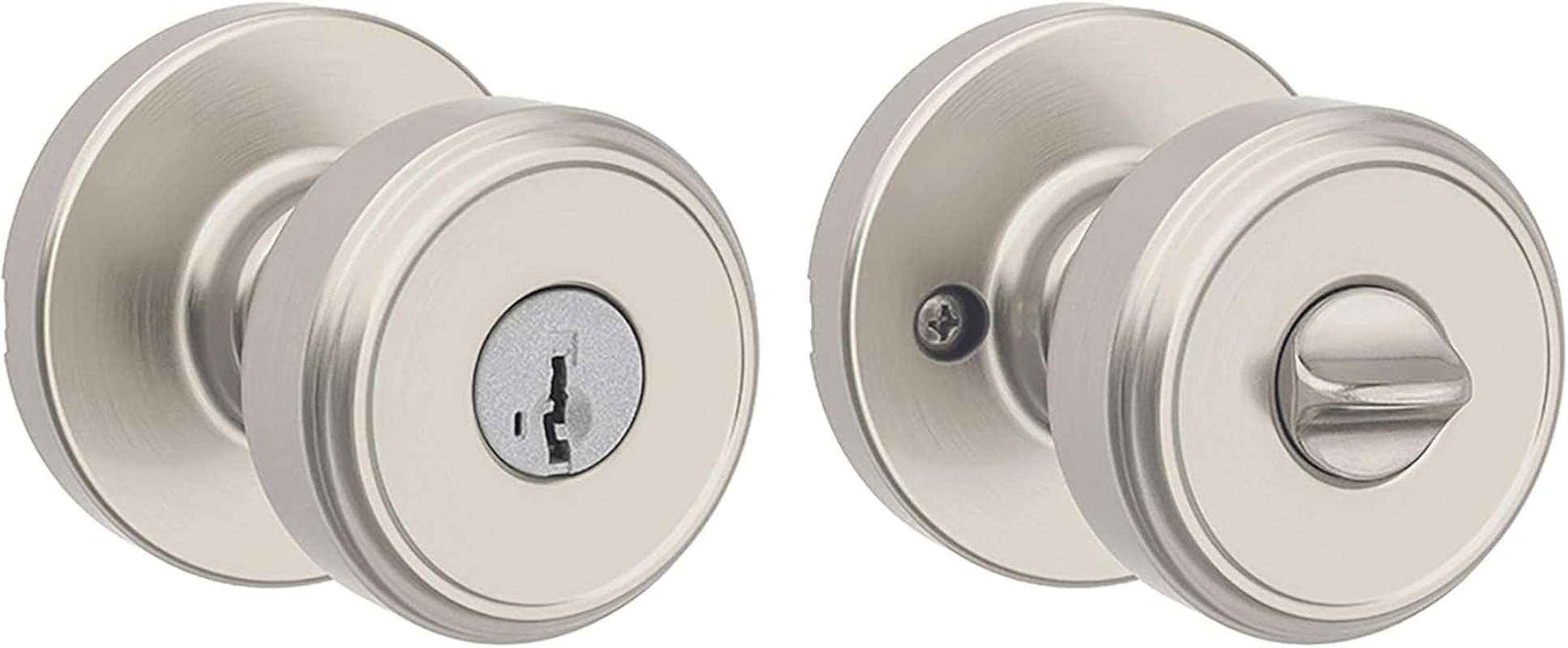 Kwikset Maven Interior Privacy Door Knob with Lock, round Door Handle for Bathroom and Bedroom, Matte Black Keyless Turn Lock Doorknob, with Microban Protection