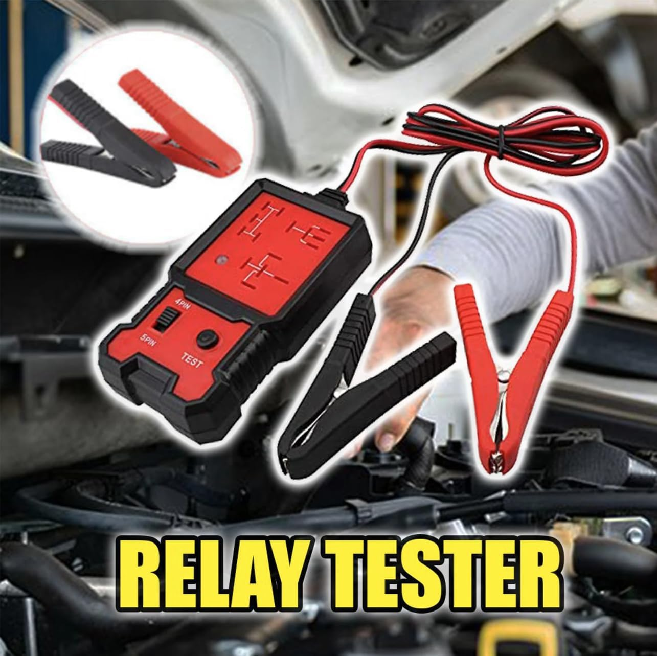 Electronic Automotive Relay Tester 12V, Car Battery Diagnostic Checker Tools with Clips for Auto Repairing image number 3