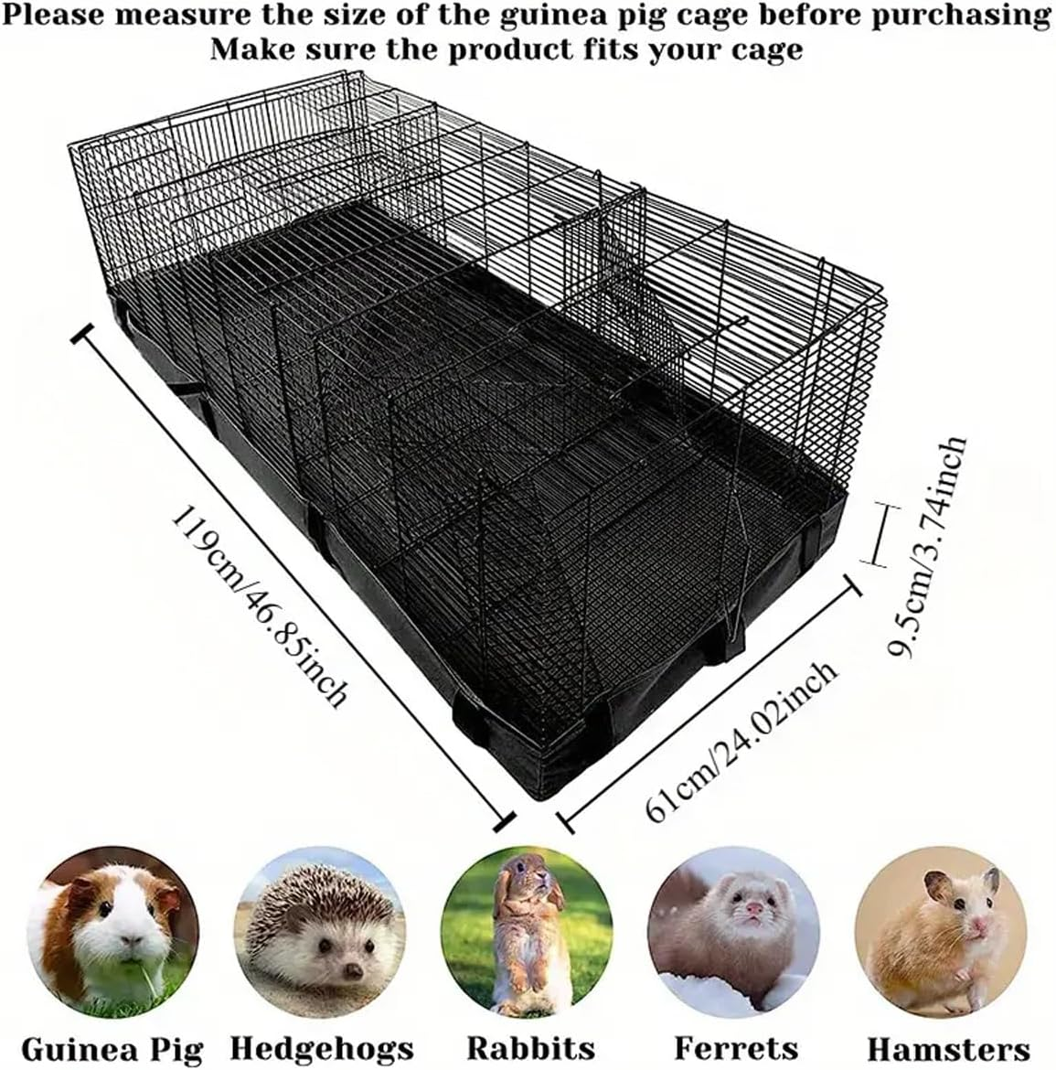AIMALL Waterproof Small Pet Crate Sump Cover Dirt-Resistant Mat for Small Animal Cages - Easy to Clean, Leak-Proof Protector for Guinea Pigs, Hamsters, Rabbits (47 X 24 Inches) image number 5