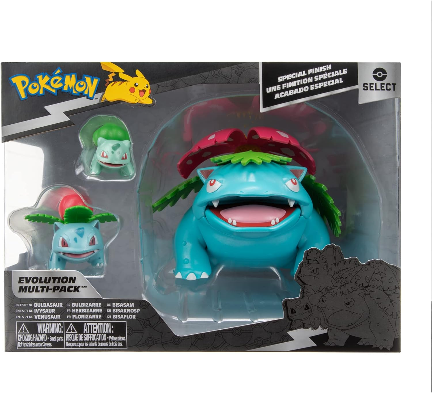 Pokemon Select Evolution 3 Pack - Features 2-Inch Bulbasaur, 3-Inch Ivysaur and 12-Inch Venusaur Battle Figures image number 5