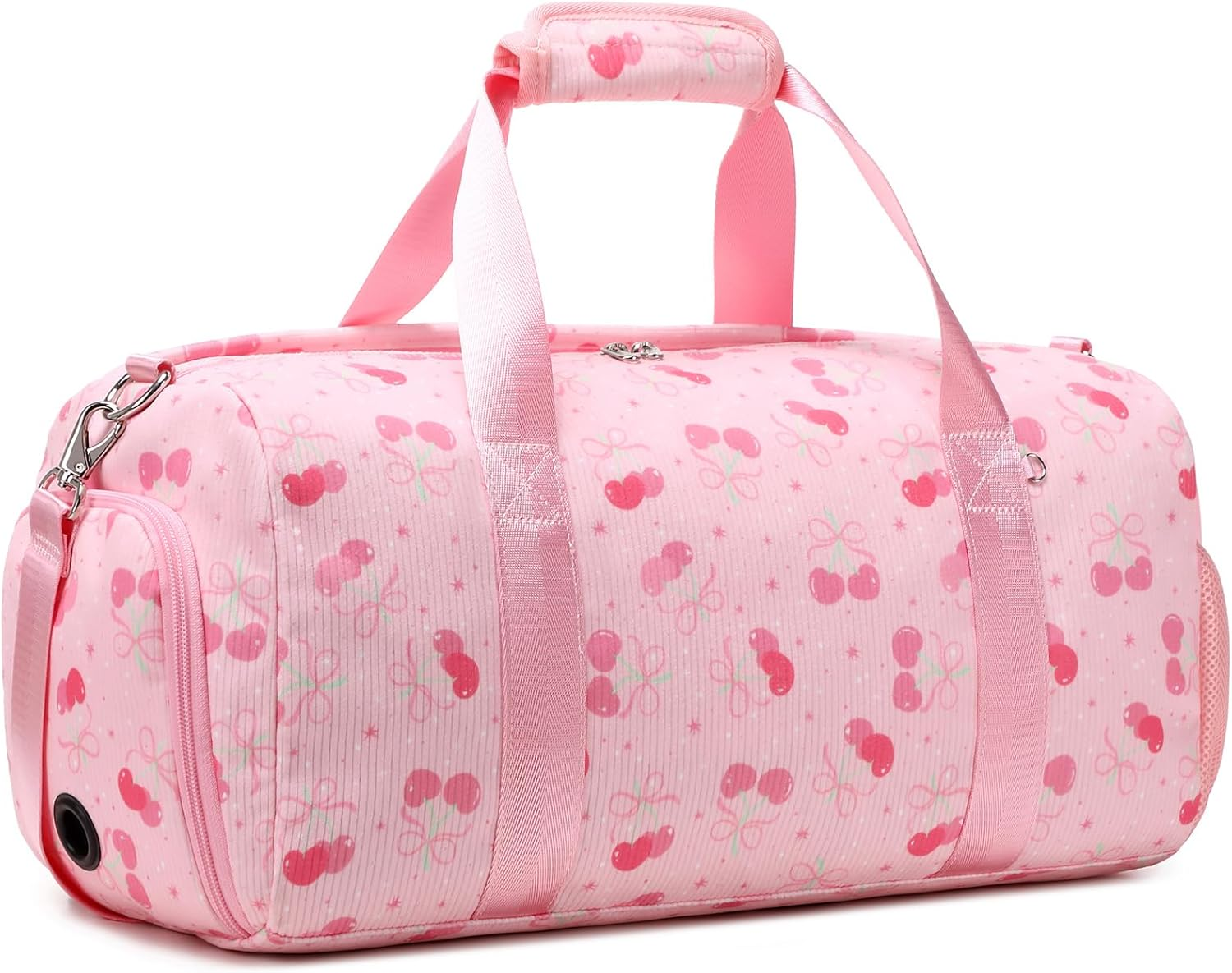 Kids Dance Bag Gymnastics Bag Girls Boys Duffle Bag Gym Sports Ballet Bag with Shoe Compartments, Girls Overnight Weekender Carry on Travel Bag, Cherry Pink - Bow Pink image number 2