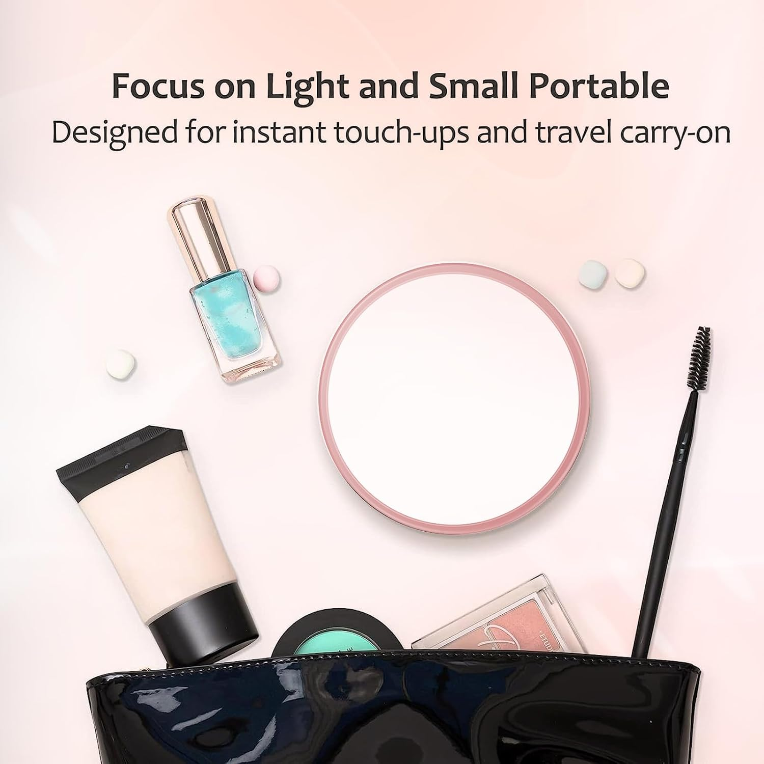 Yamobi Pack of 3 Cosmetic Mirrors with Magnification, Compact 3.5 Inch Magnifying Mirror with Suction Cup, Including Precision Tweezers for Care (5X, 10X, 15X) image number 6