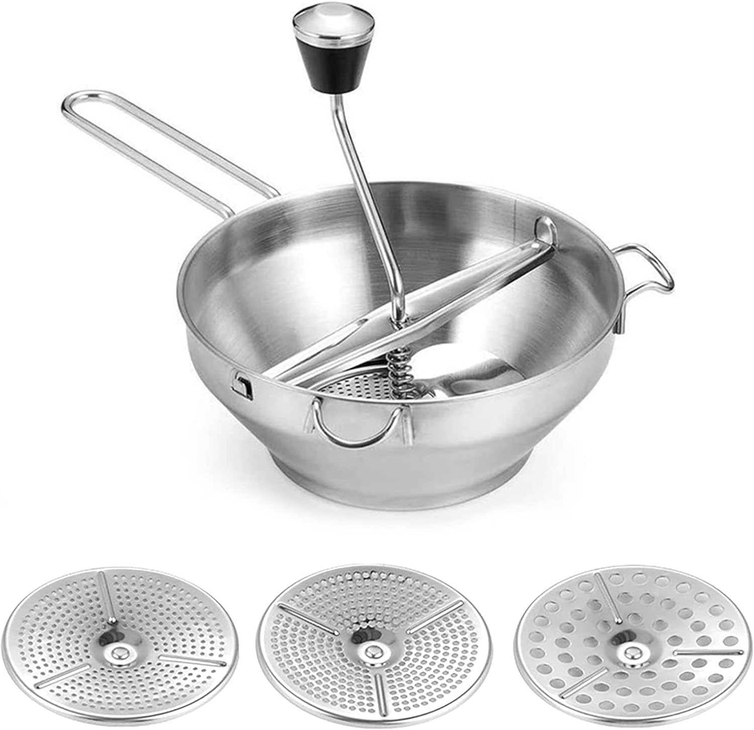 Stainless Steel Food Mill - Rotary Food Mill Vegetable Strainer Potato Masher Grinder with 3 Milling Discs Safe for Tomato Sauce, Applesauce, Puree, Mashed Potatoes, Jams, Baby Food image number 5