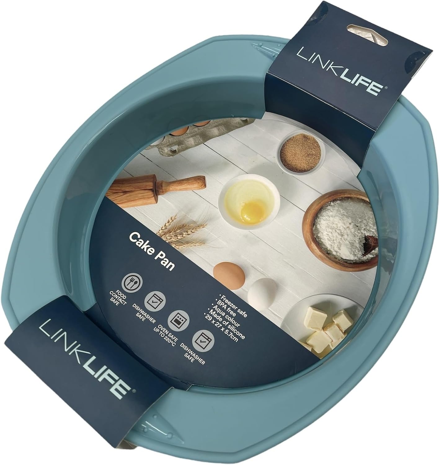 Link Life Silicone round Cake Pan, Aqua image number 1