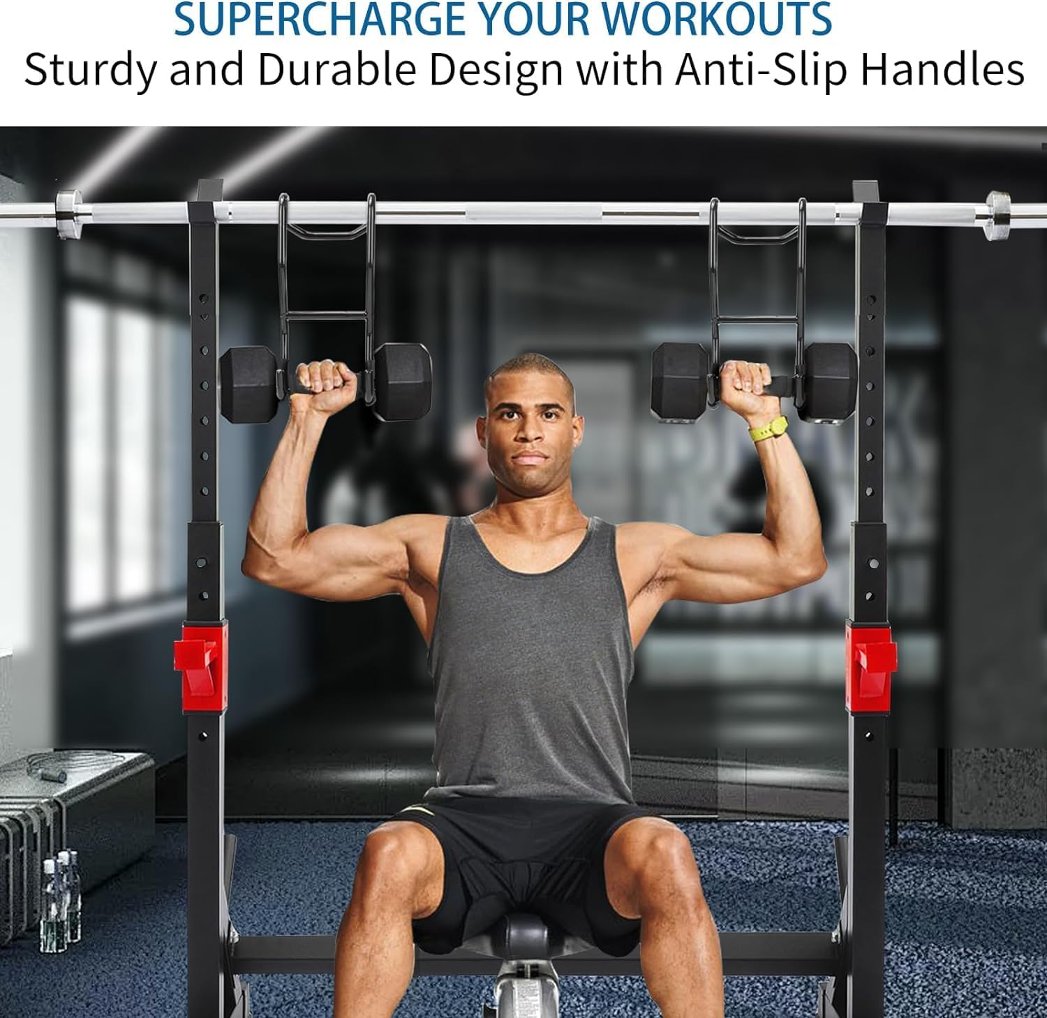 Walquicks 2PCS Dumbbell Spotter Hooks, Heavy Duty Dumbbells Rack Attachments, Hanger Barbell, for Dumbbell Bench Press, Fitness Weightlifting, Chest Shoulder Workouts Barbells Safety Hanger Attachment image number 3