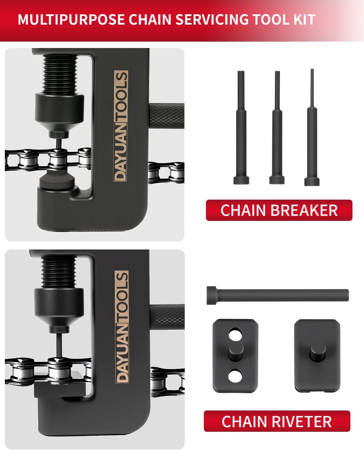 Chain Breaker 13-Piece Set with Carrying Case &ndash; Chain Cutter and Riveter for Motorcycle, Bike, ATV image number 5