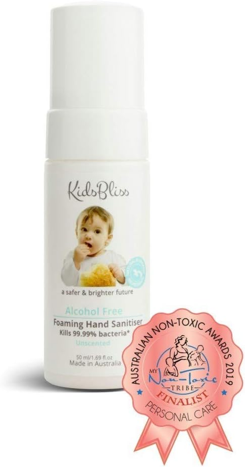 Kidsbliss Alcohol-Free Foaming Hand Sanitiser for Baby & Kids | Gentle, Bzk-Free & Non-Toxic Formula for Sensitive Skin | 200 Pumps (50Ml, Unscented), Rinse-Free On-The-Go Sanitizer