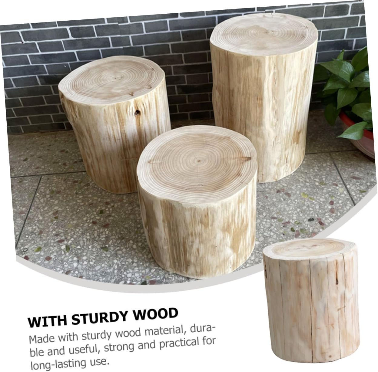 Gogogmee Natural Wood Stool Small Sturdy Tree Stump Stool for Shoe Changing Bedside Table Outdoor Use for Home Decor and Practicality image number 6
